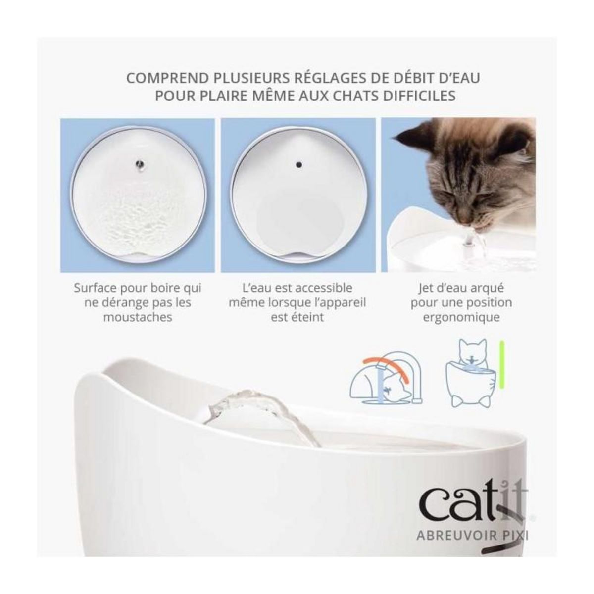 Cat'it CAT IT Fontaine a eau automatique pour chat - 2,5 L - Bleu