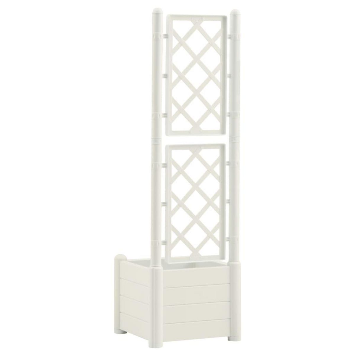 VIDAXL Jardiniere avec treillis 43x43x142 cm PP Blanc