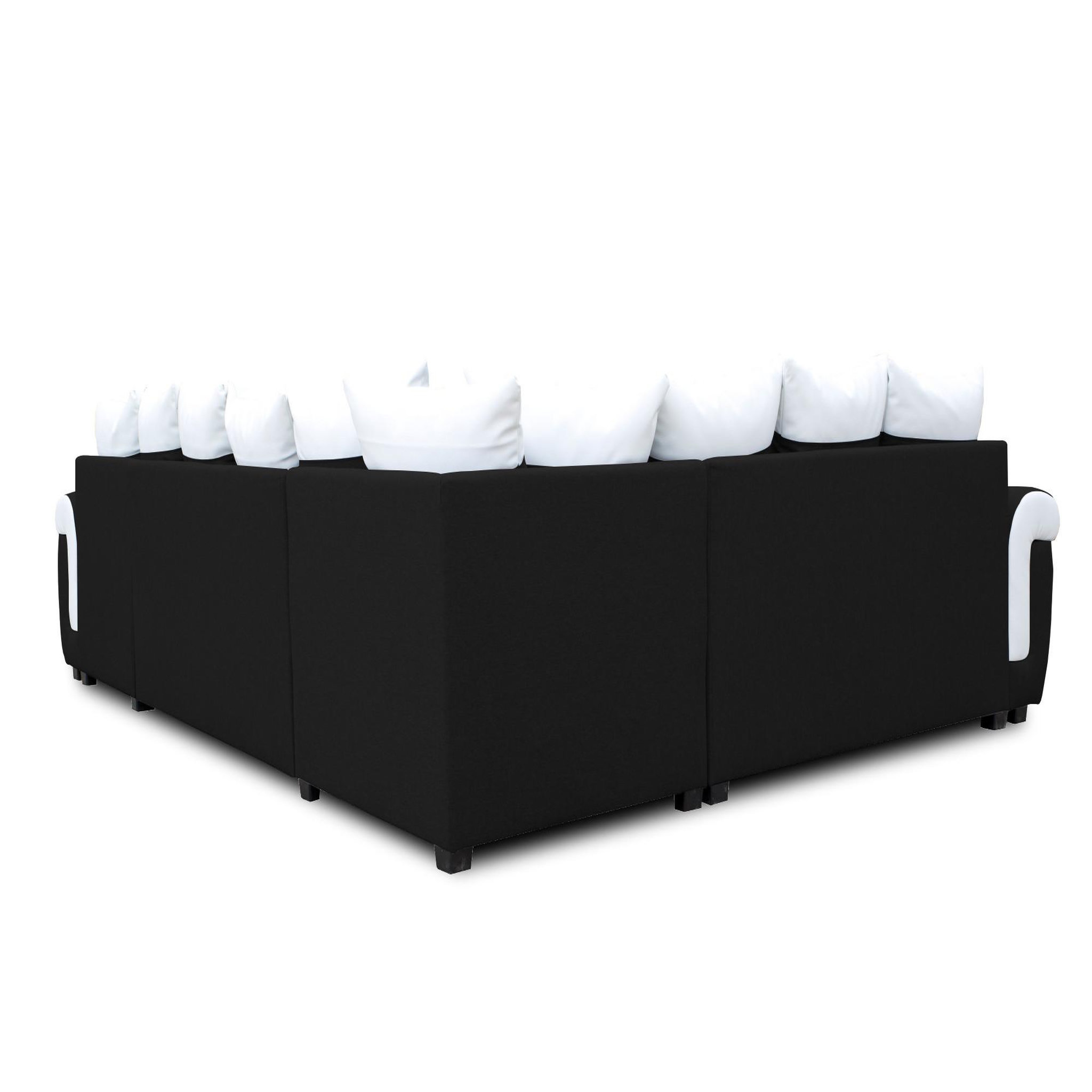 Voir la diapositive 5 : BEST MOBILIER Henry - canapé panoramique d'angle réversible - 7 places - convertible avec coffre - en tissu et pu