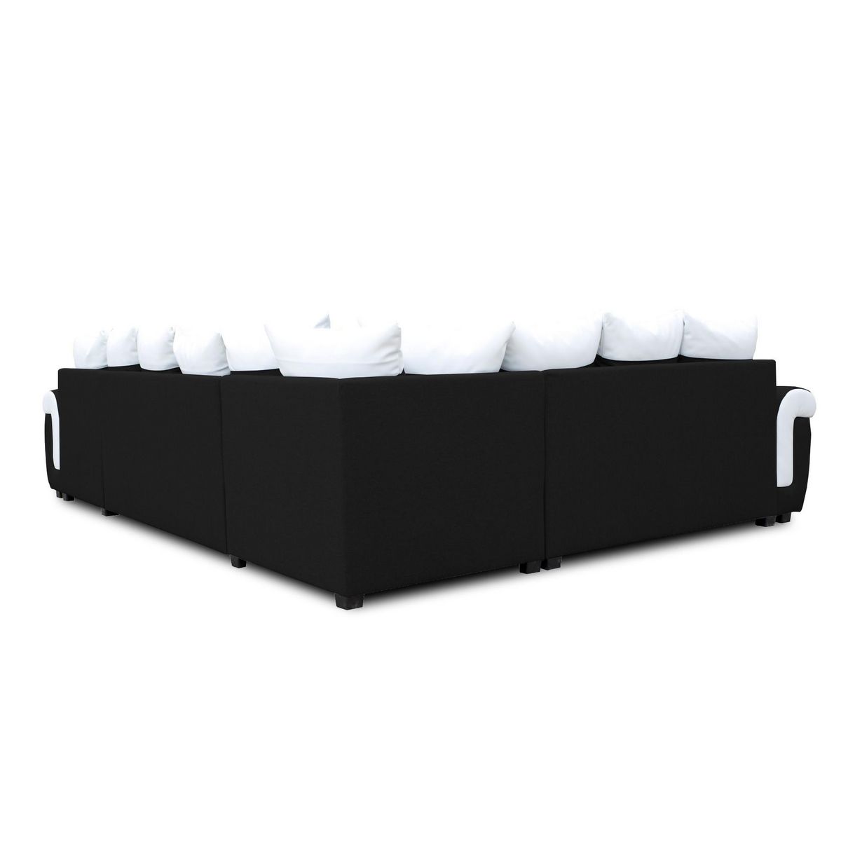 BEST MOBILIER Henry - canapé panoramique d'angle réversible - 7 places - convertible avec coffre - en tissu et pu