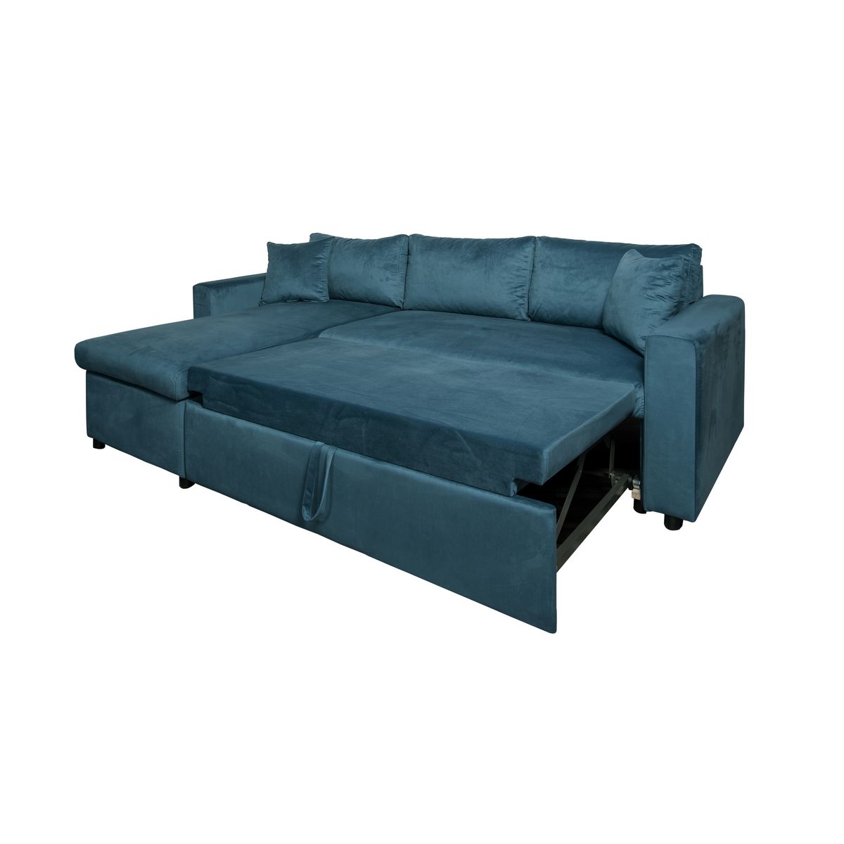 Canapé d'angle réversible convertible avec coffre en tissu ou velours GERALDINE 