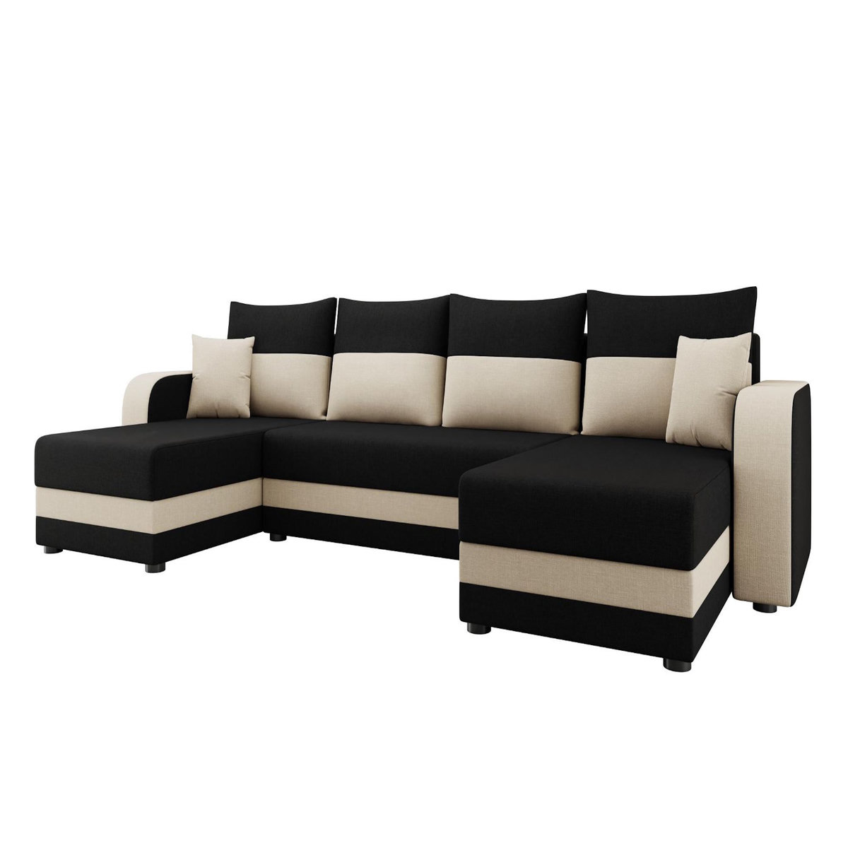 BEST MOBILIER Harvey - canapé panoramique en u 7 places convertible avec coffre en tissu bicolore