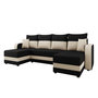Voir la diapositive 2 : BEST MOBILIER Harvey - canapé panoramique en u 7 places convertible avec coffre en tissu bicolore