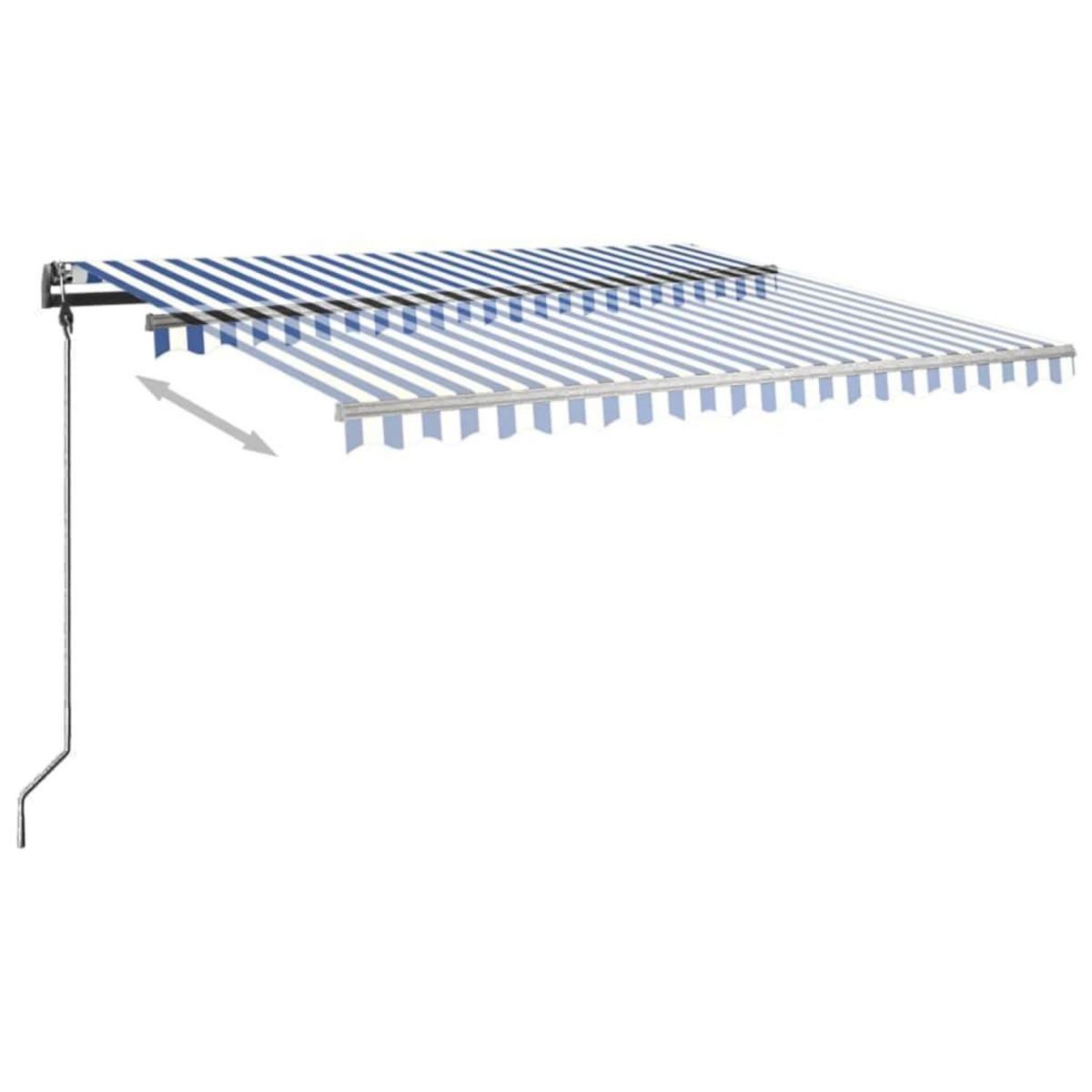 VIDAXL Auvent manuel retractable sur pied 400x300 cm Bleu et blanc