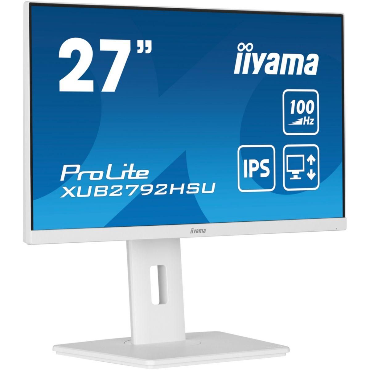 Iiyama Ecran PC PROLITE XUB2792HSU-W6 27''Plat IPS Blanc