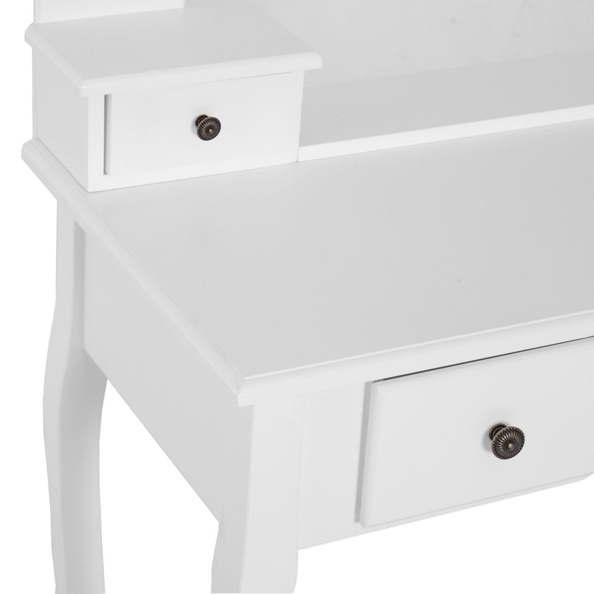 HOMCOM Coiffeuse et tabouret style baroque 5 tiroirs miroir ovale pivotant 360° MDF bois blanc