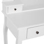 Voir la diapositive 5 : HOMCOM Coiffeuse et tabouret style baroque 5 tiroirs miroir ovale pivotant 360° MDF bois blanc