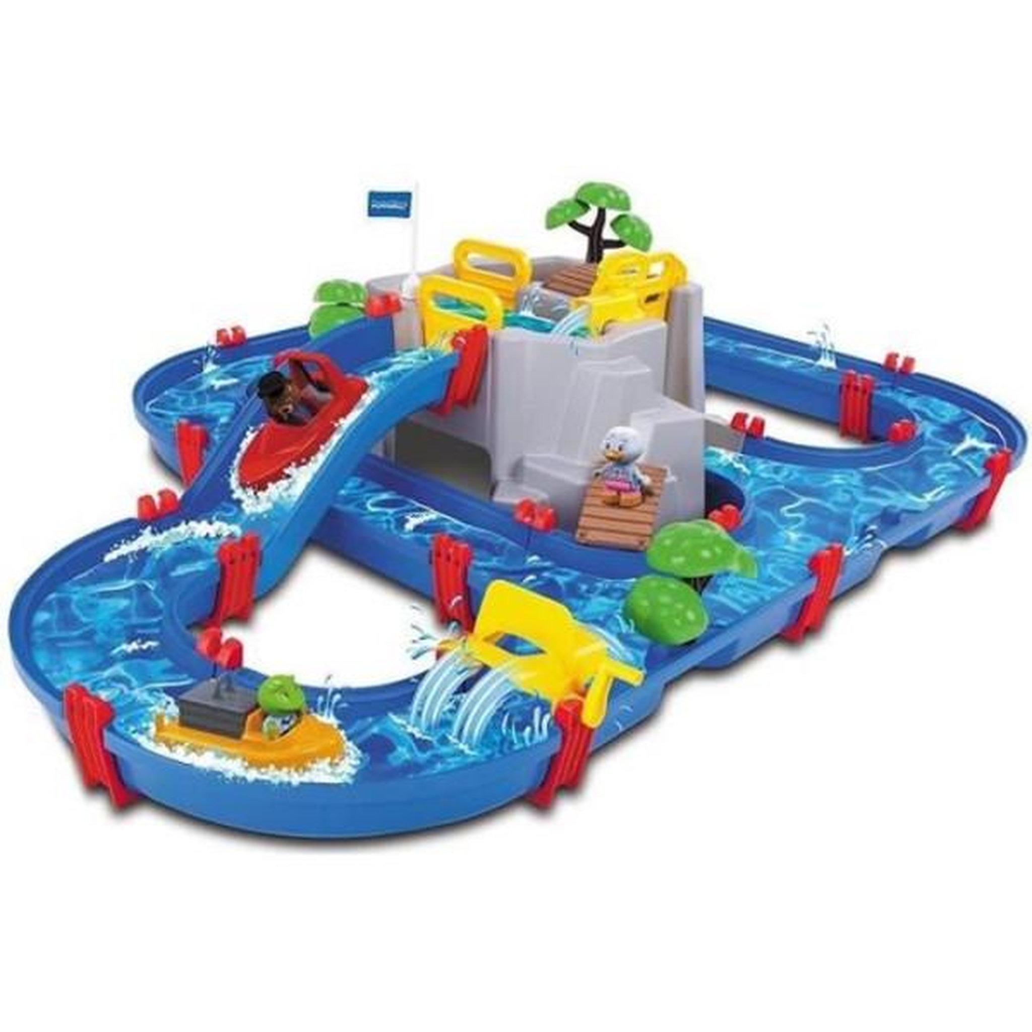 SMOBY Smoby - Circuit de jeu d'eau AquaPlay - Mountain Lake - 2 bâteaux + 3 figurines animaux - Fabriqué en Allemagne - Dés 3ans