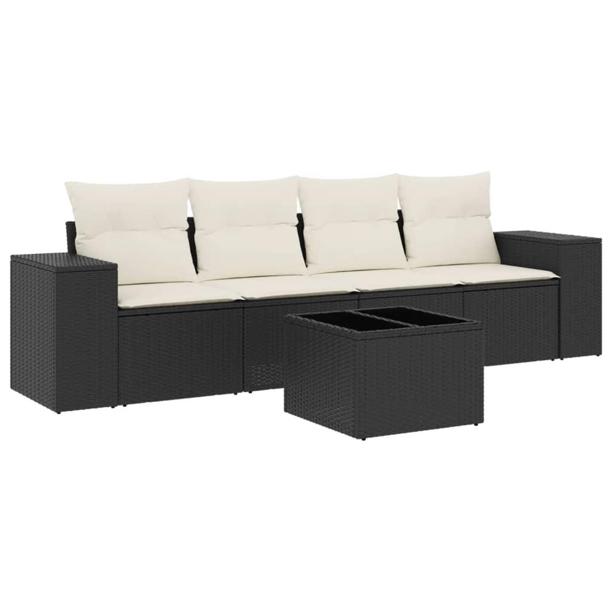 Voir la diapositive 2 : VIDAXL Salon de jardin 5 pcs avec coussins noir resine tressee