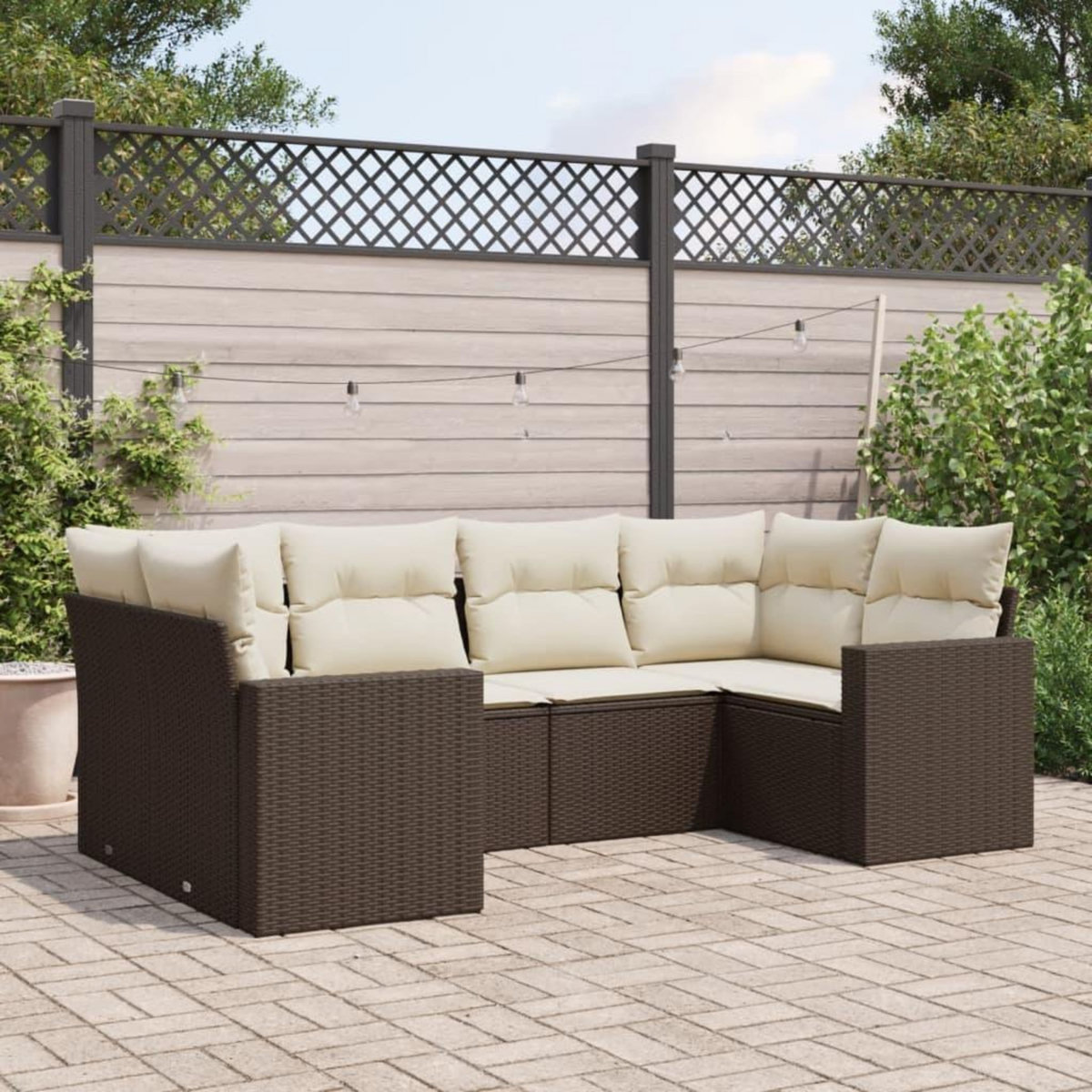 VIDAXL Salon de jardin avec coussins 6 pcs marron resine tressee