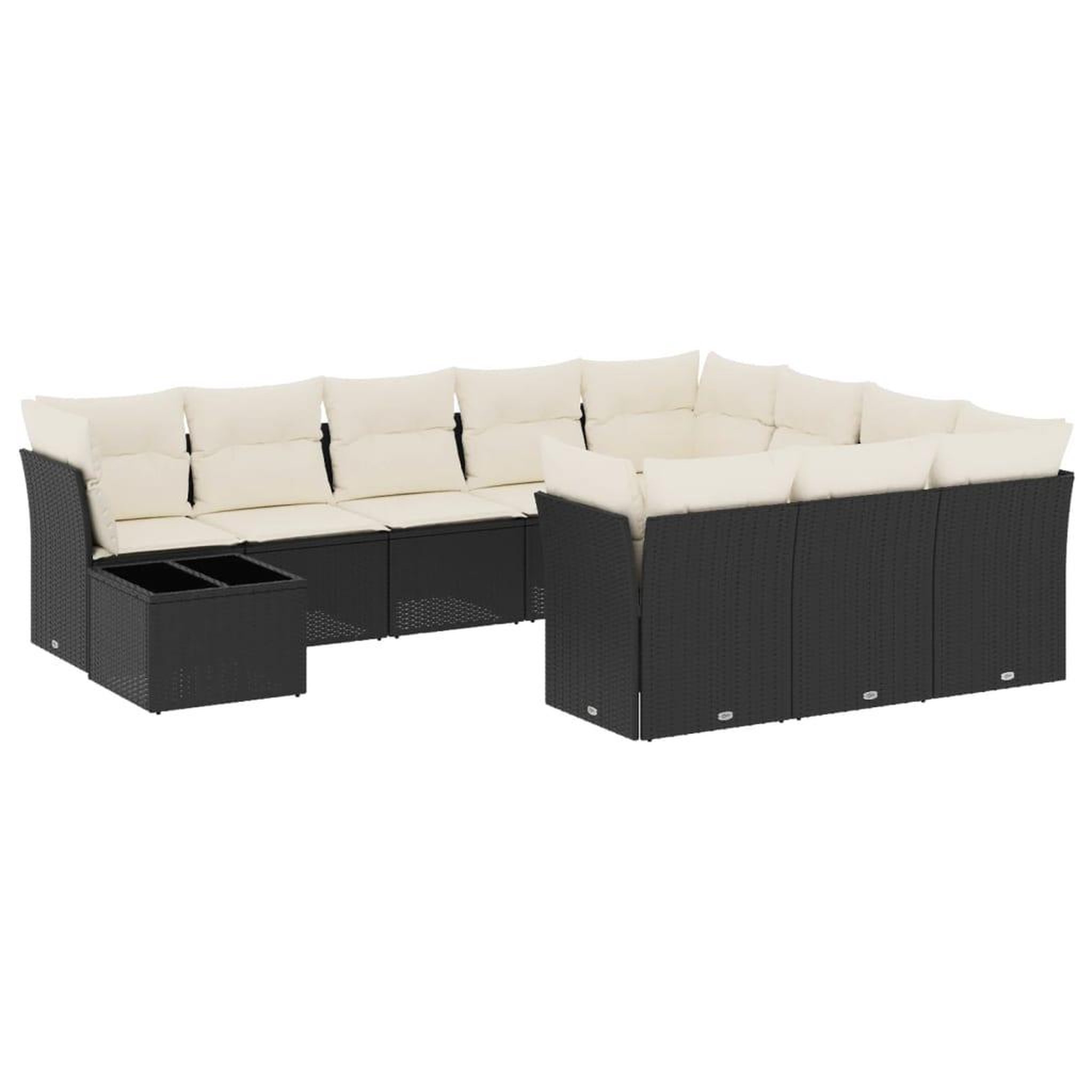 Voir la diapositive 2 : VIDAXL Salon de jardin 11 pcs avec coussins noir resine tressee