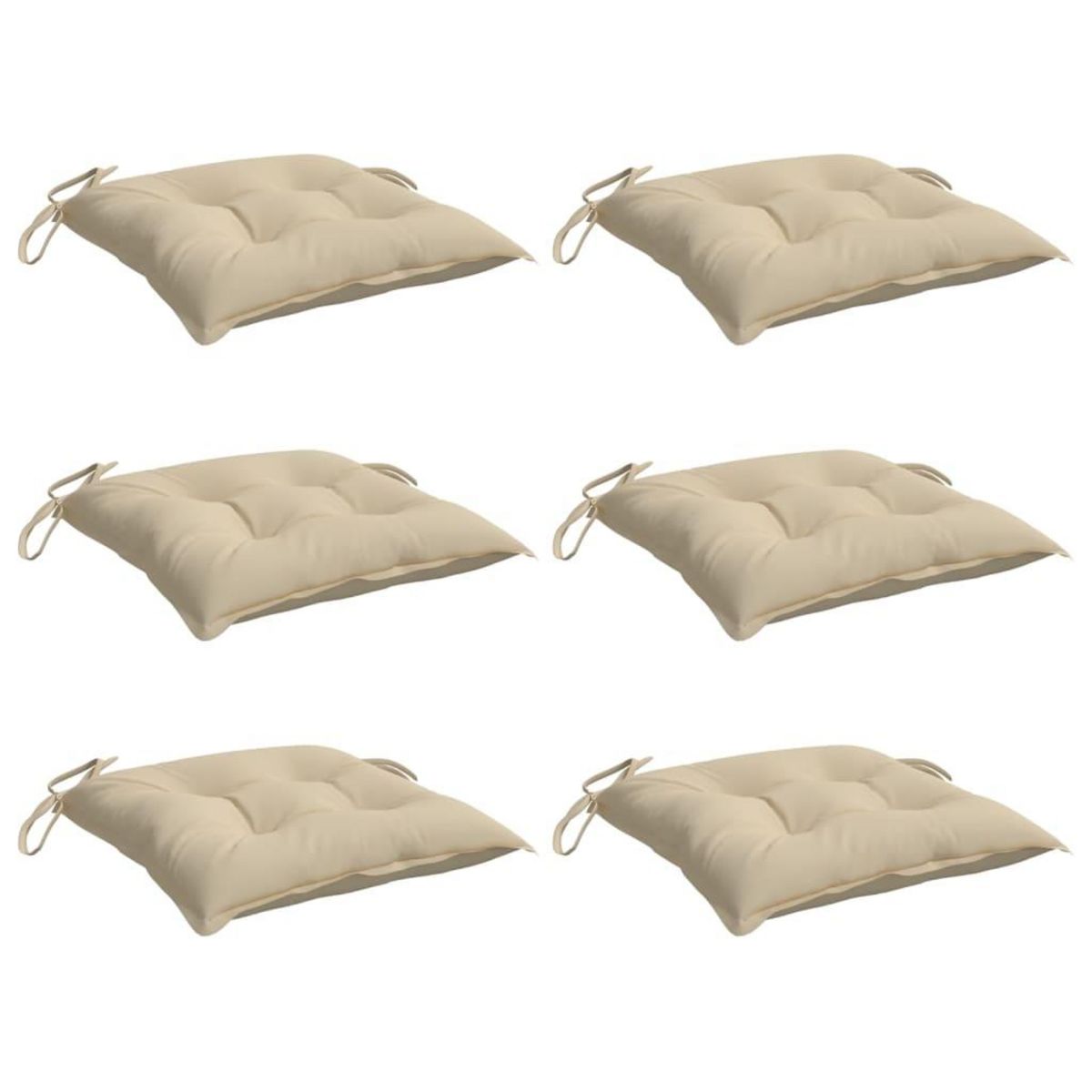 VIDAXL Coussins de chaise lot de 6 beige 40x40x7 cm tissu oxford