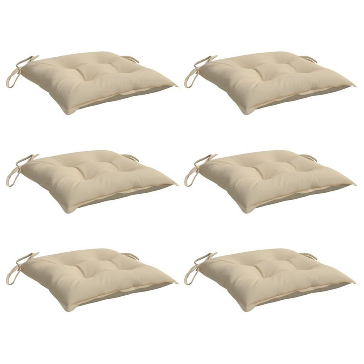 VIDAXL Coussins de chaise lot de 6 beige 40x40x7 cm tissu oxford