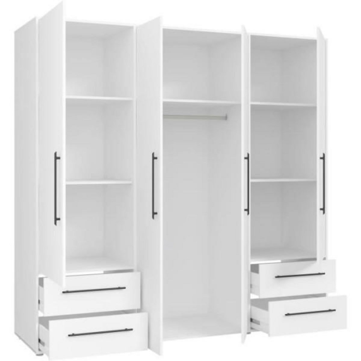 MARKET24 Armoire - Blanc mat - 4 portes battantes - L205,9 x P58,8 x H 200cm - MOKKARIS