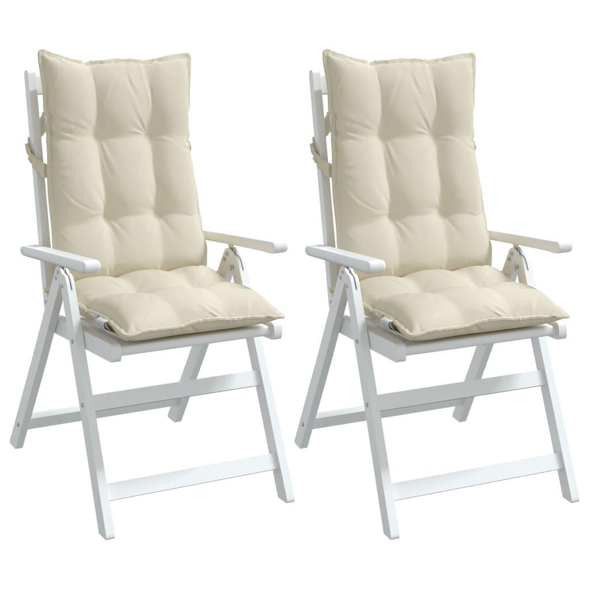 Voir la diapositive 4 : VIDAXL Coussins de chaise a dossier haut lot de 2 creme tissu oxford