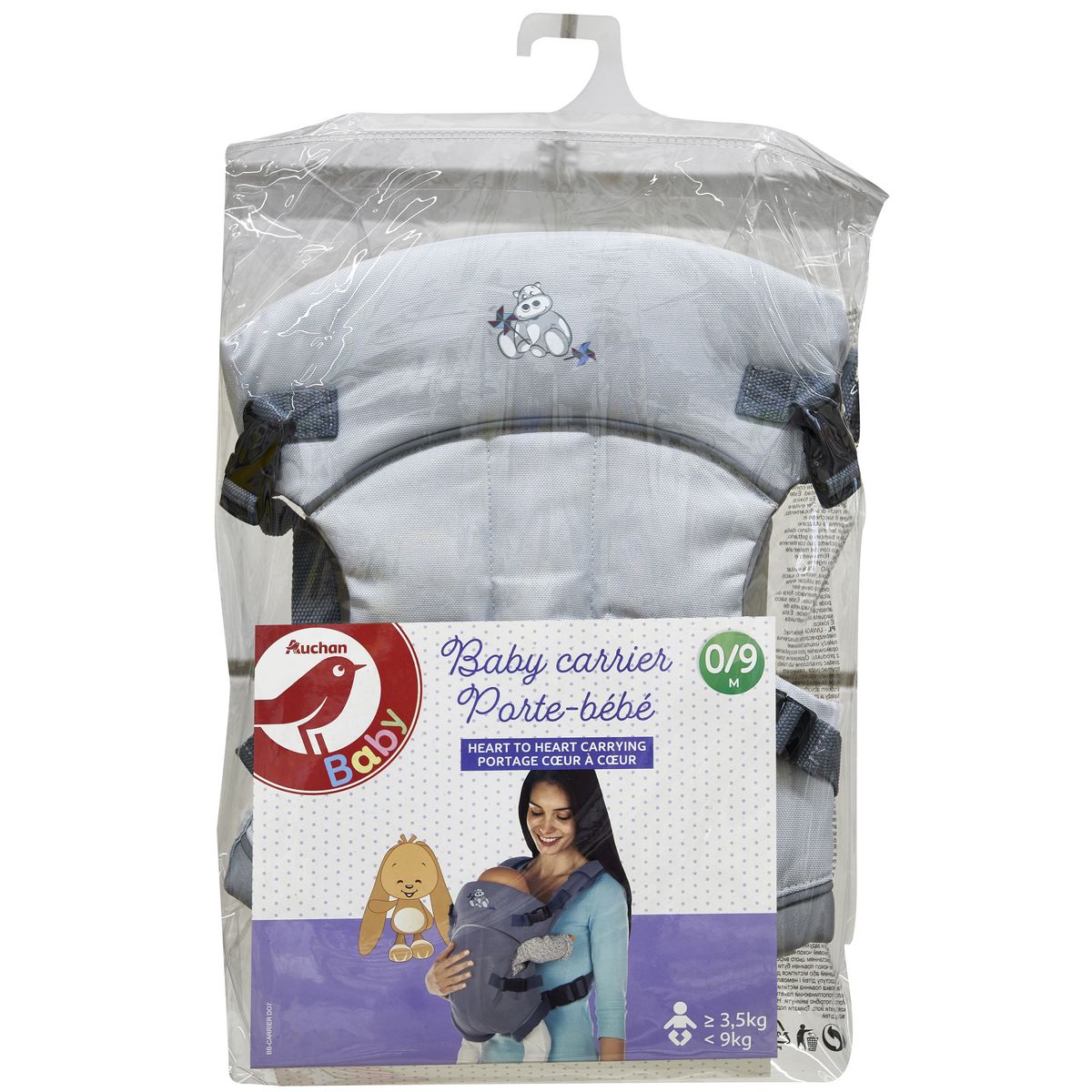 AUCHAN BABY Porte bébé gris