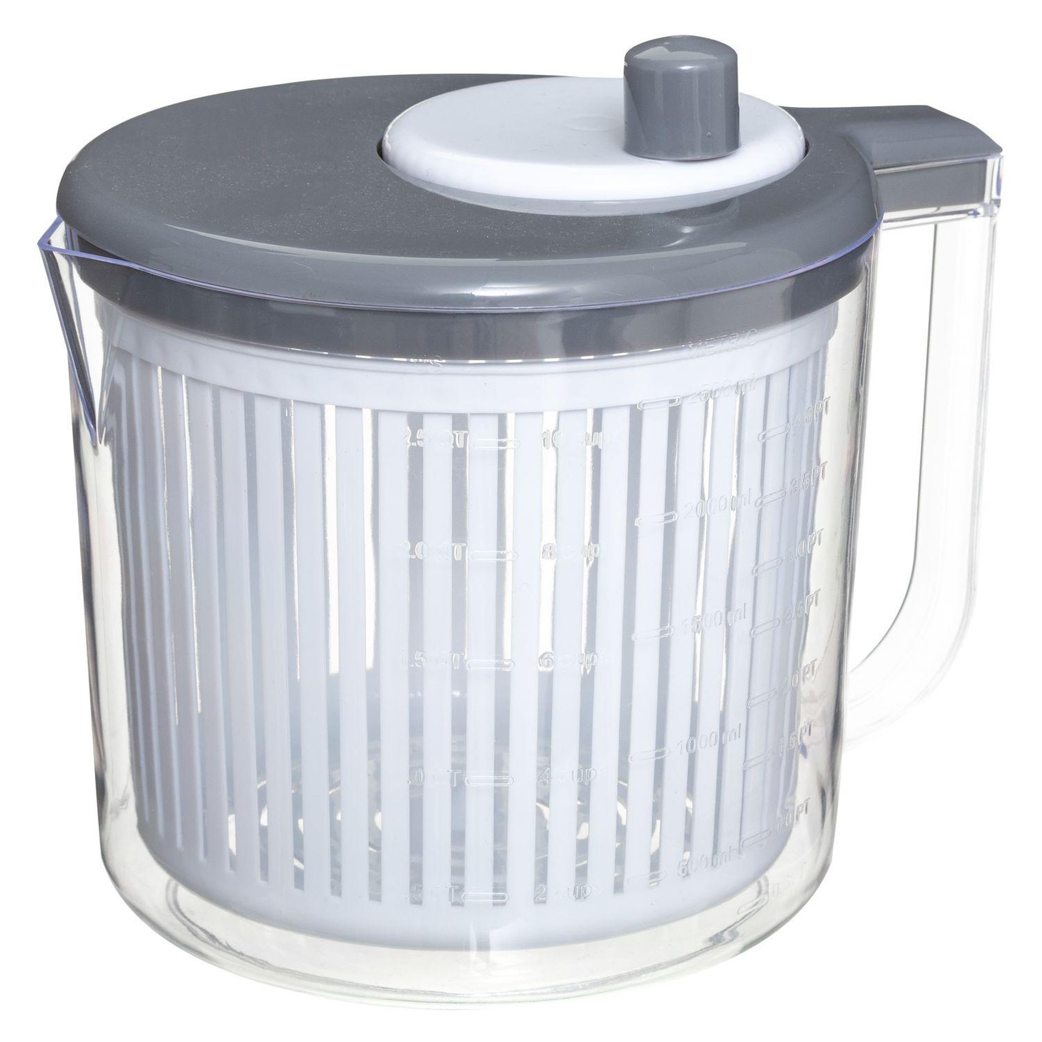 SECRET DE GOURMET Essoreuse à salade 2 en 1 Meca - 2,5 L - Gris