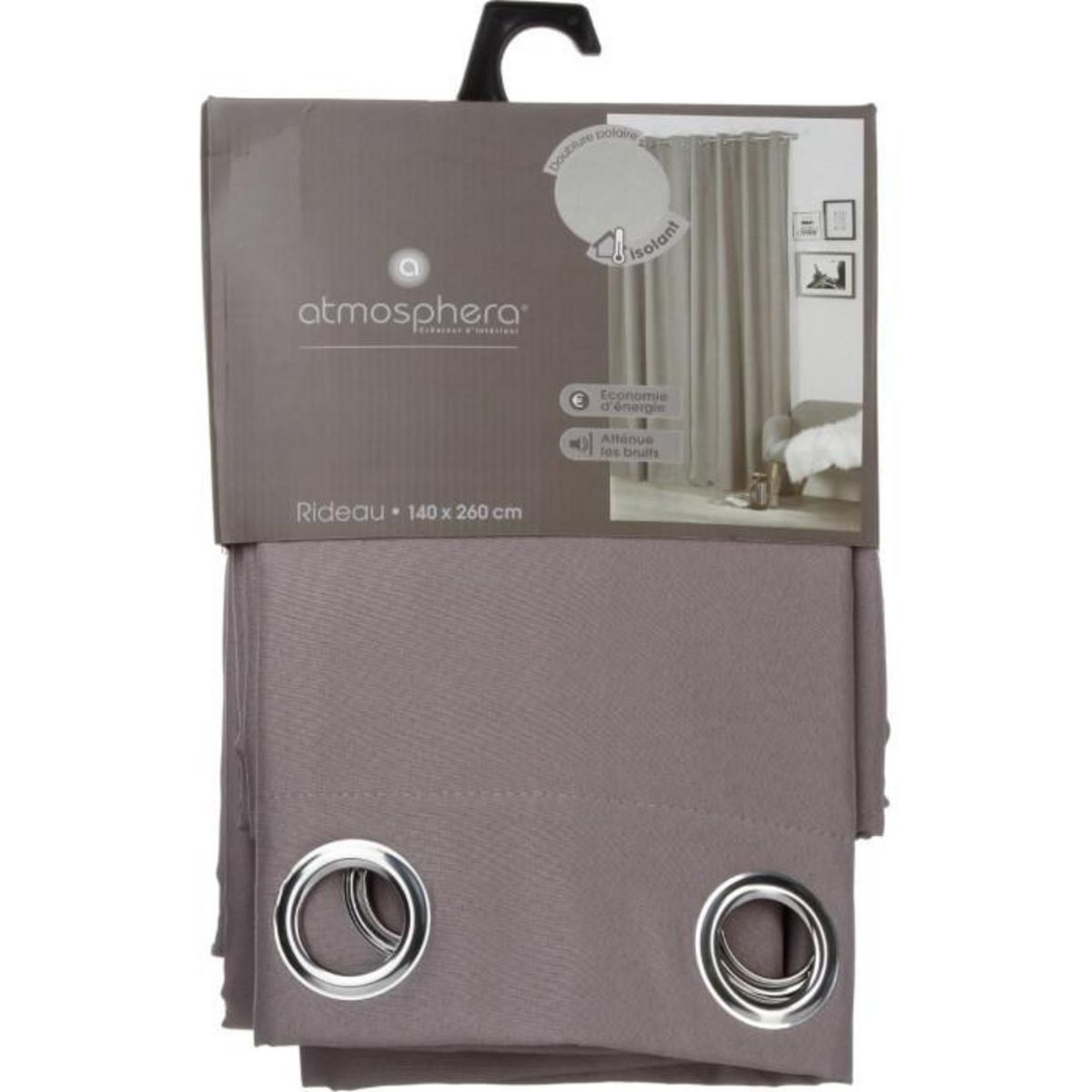 ATMOSPHERA Rideau Isolant à Œillets  Eliat  140x260cm Gris
