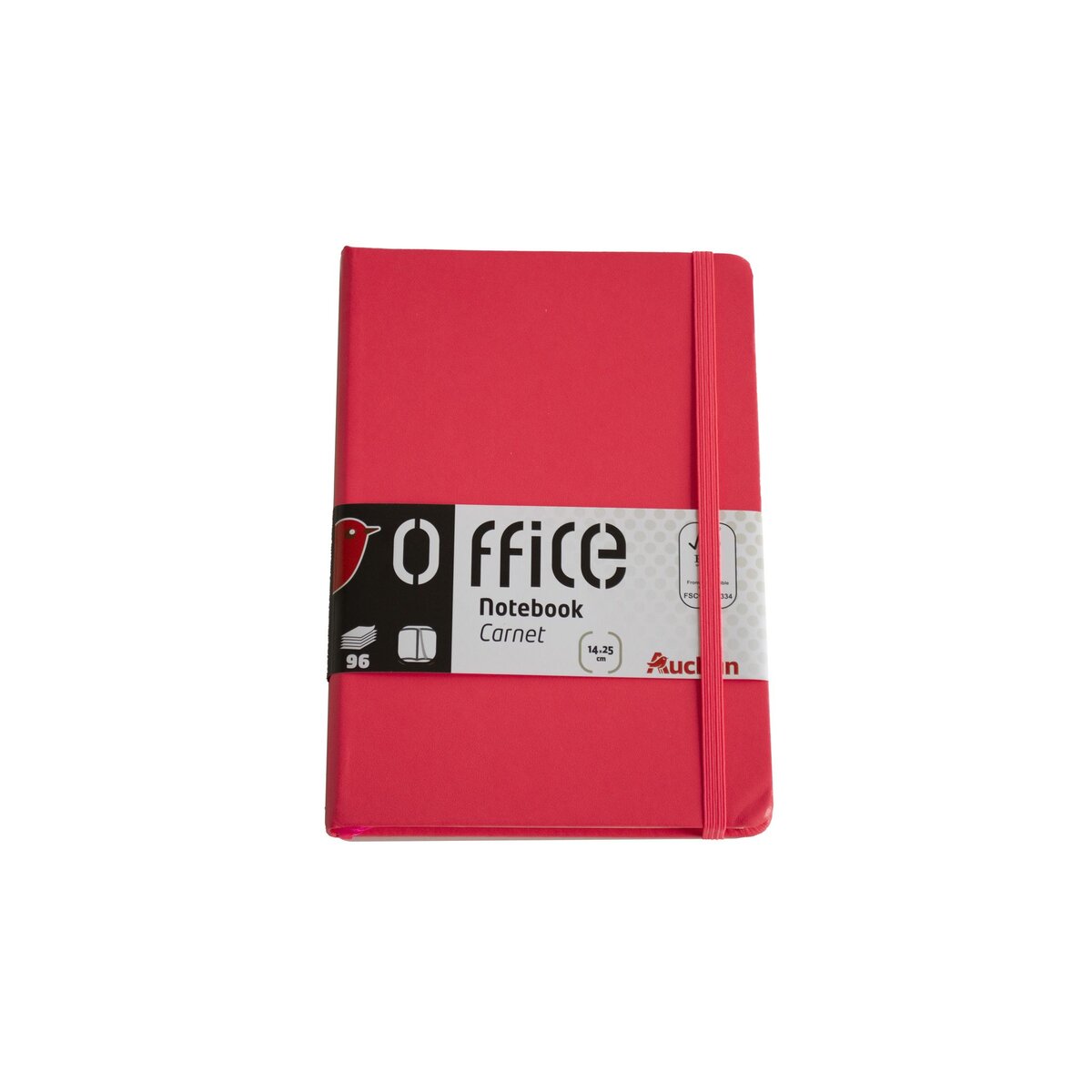 AUCHAN Carnet premium Notebook - 96 pages - 14x25cm - Rouge