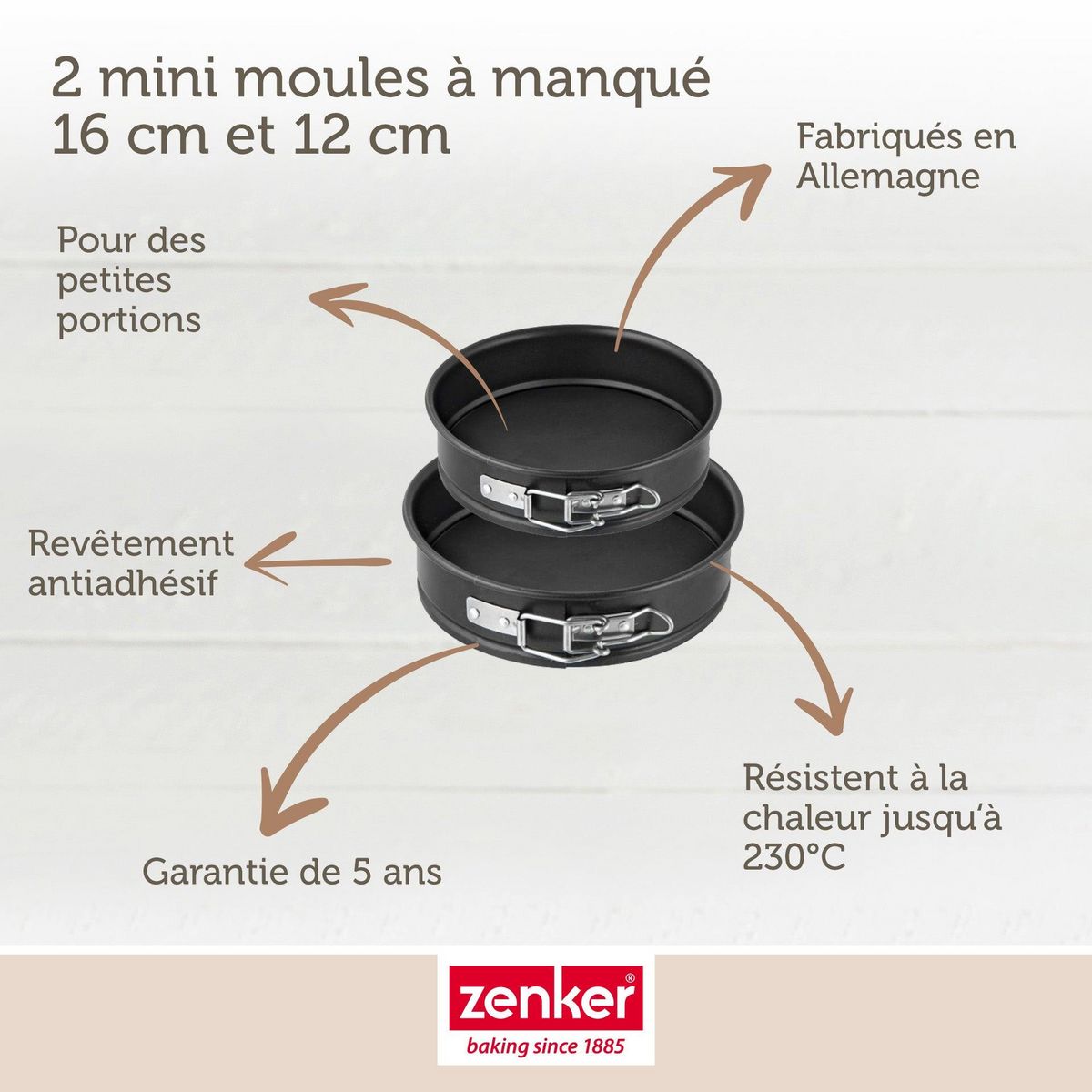ZENKER Lot de 2 mini moules à manqué à charnière de 12 cm et 16 cm Zenker Special Mini