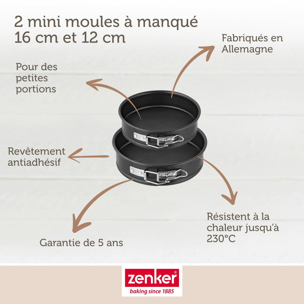 ZENKER Lot de 2 mini moules à manqué à charnière de 12 cm et 16 cm Zenker Special Mini