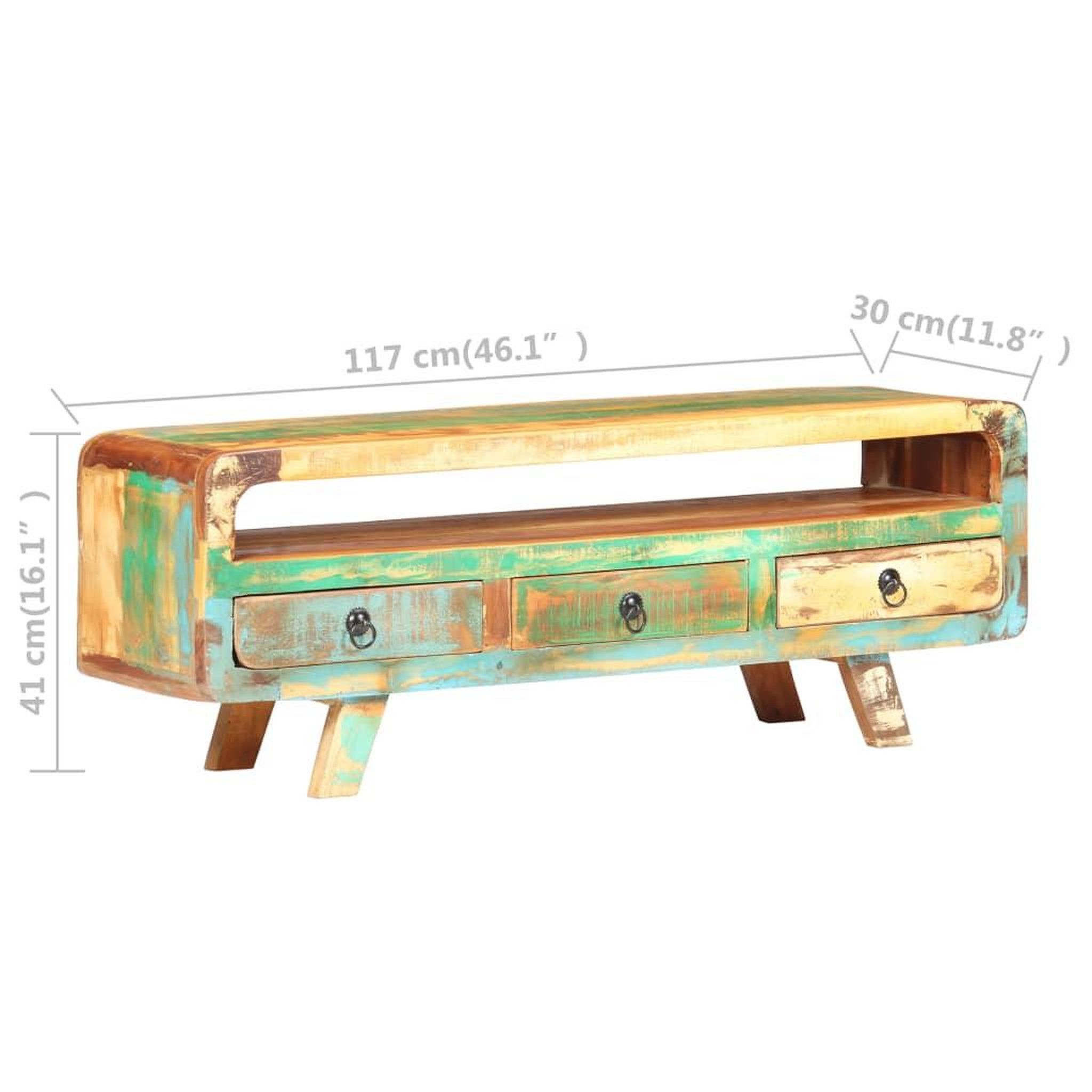 Voir la diapositive 6 : VIDAXL Meuble TV 117x30x41 cm Bois de recuperation massif
