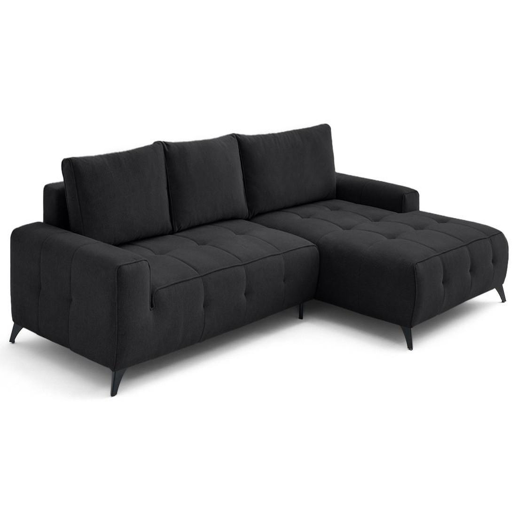 Voir la diapositive 3 : LISA DESIGN Rimini - canapé d'angle droit 4 places convertible avec coffre en tissu texturé