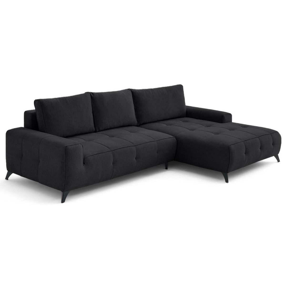 LISA DESIGN Rimini - canapé d'angle droit 4 places convertible avec coffre en tissu texturé