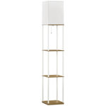 HOMCOM Lampadaire étagère design 26L x 26l x 159H cm 3 étagères E27 MDF blanc