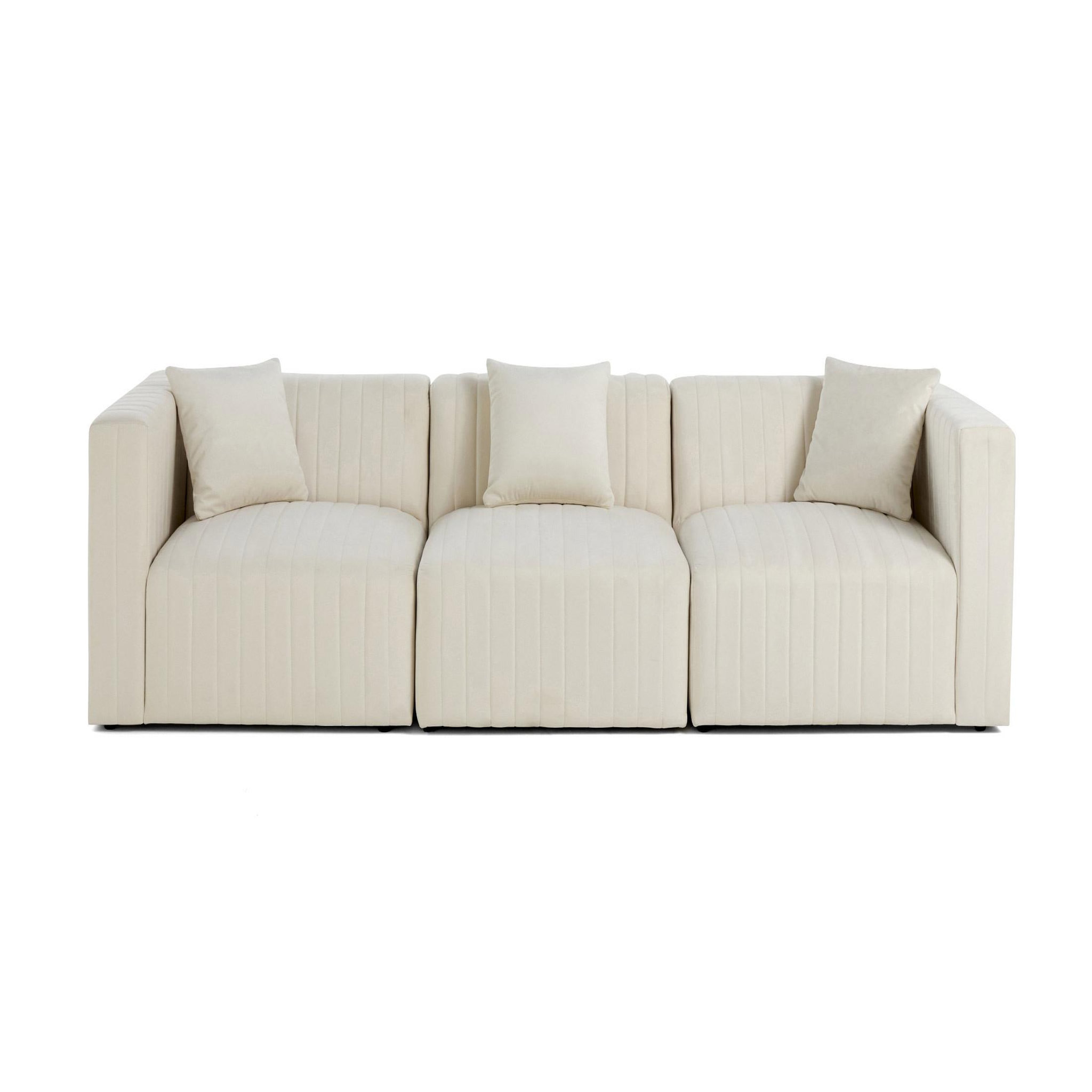 BEST MOBILIER Nova - canapé modulable 3 places - en velours. Coloris disponibles : Rouge, Bleu