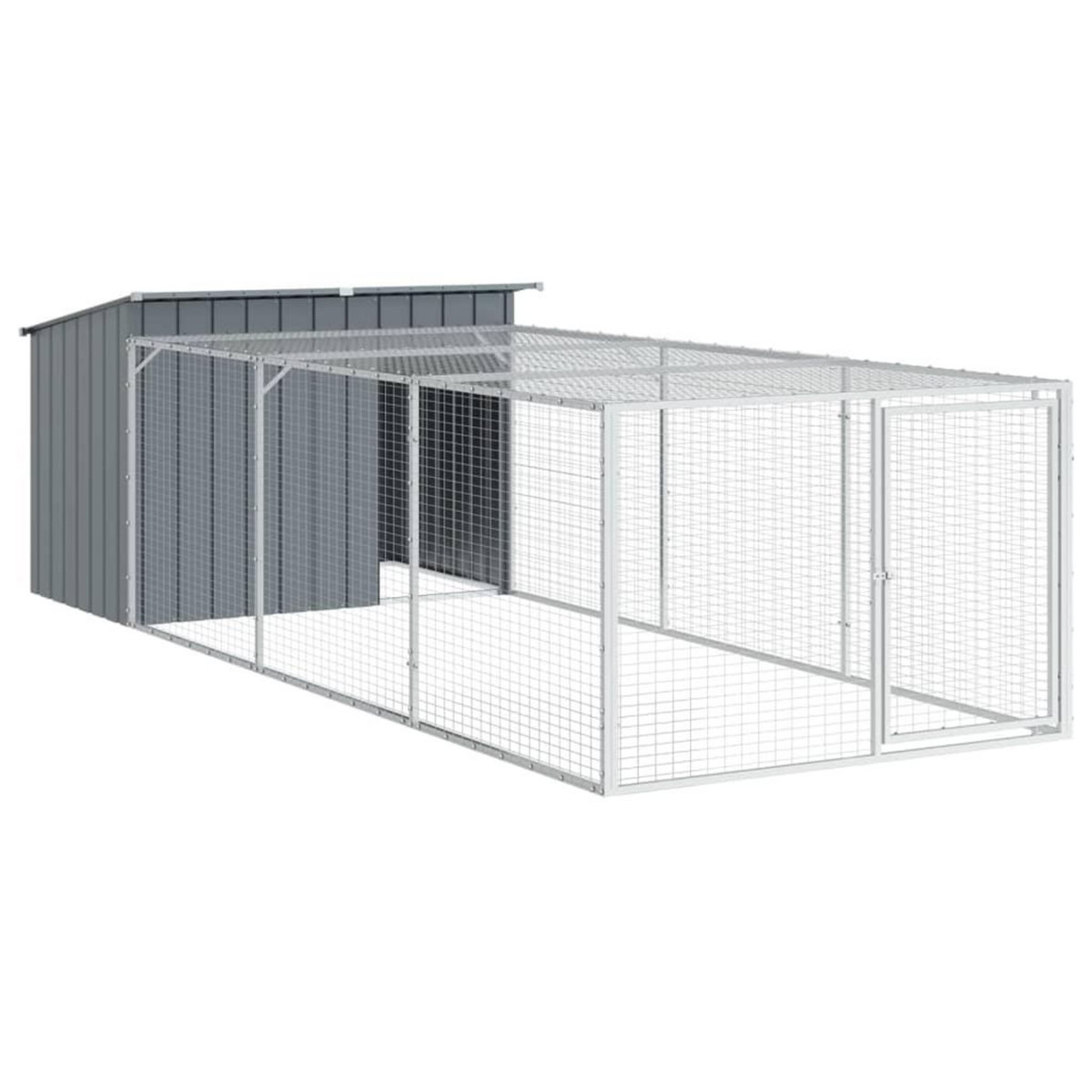 VIDAXL Niche pour chien avec cour anthracite 153x396x110 cm