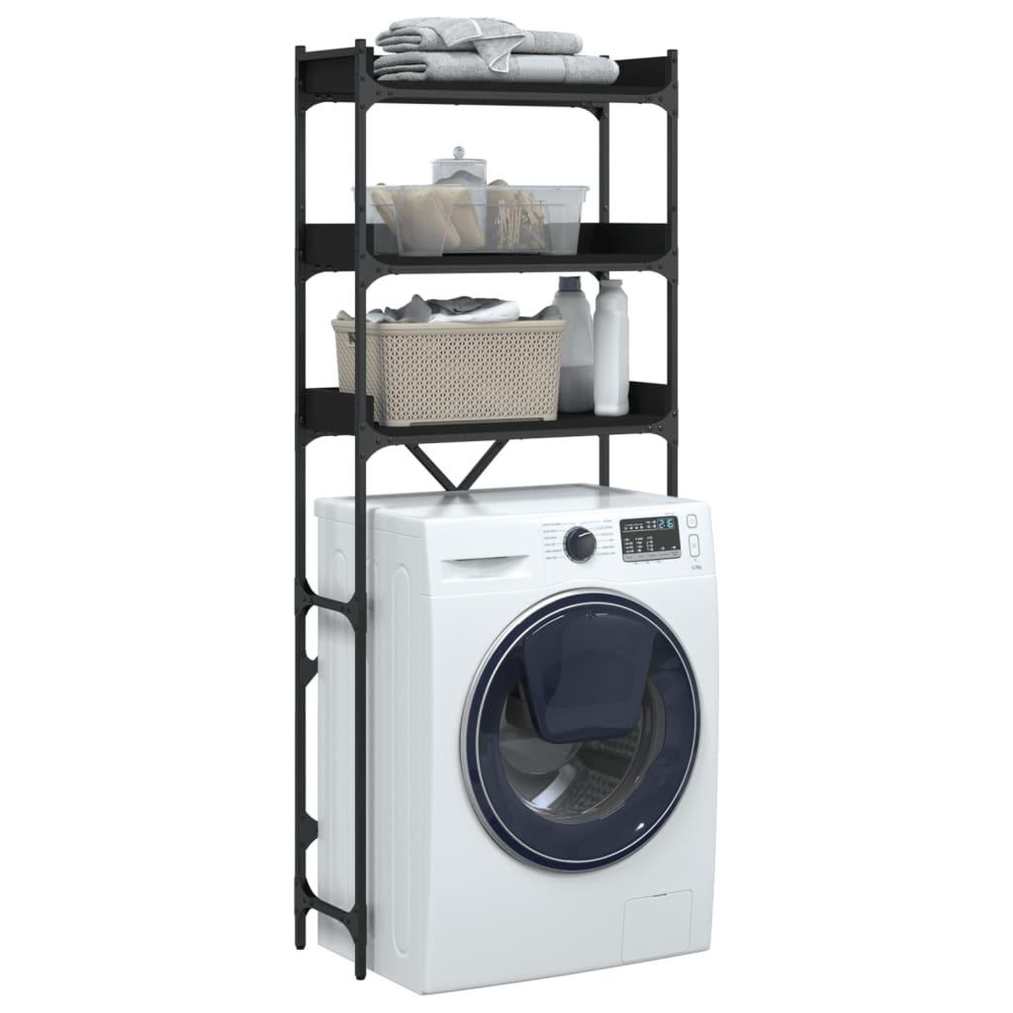 Voir la diapositive 5 : VIDAXL Etagere de lave-linge noir 67x25x163 cm bois d'ingenierie