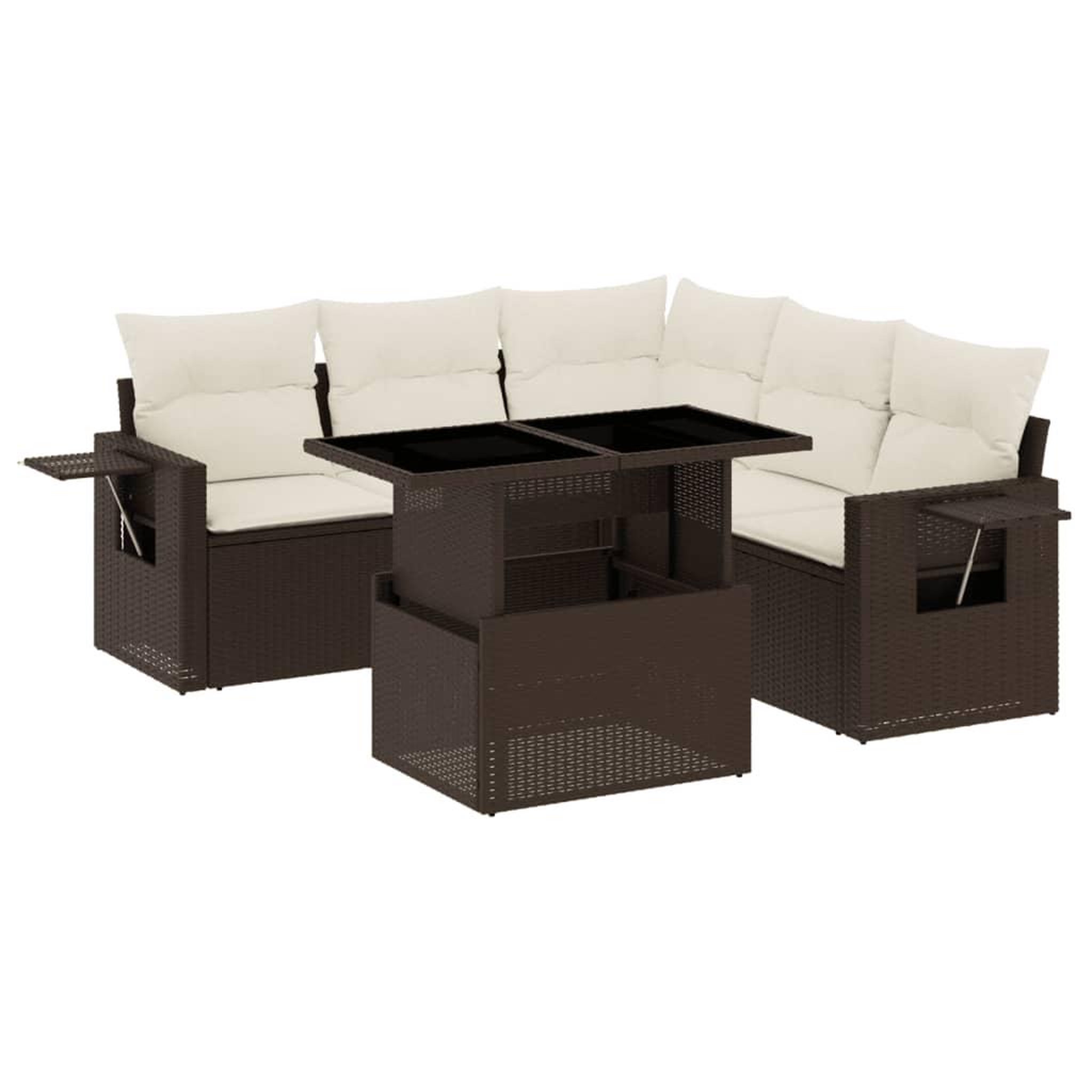 Voir la diapositive 2 : VIDAXL Salon de jardin avec coussins 6 pcs marron resine tressee