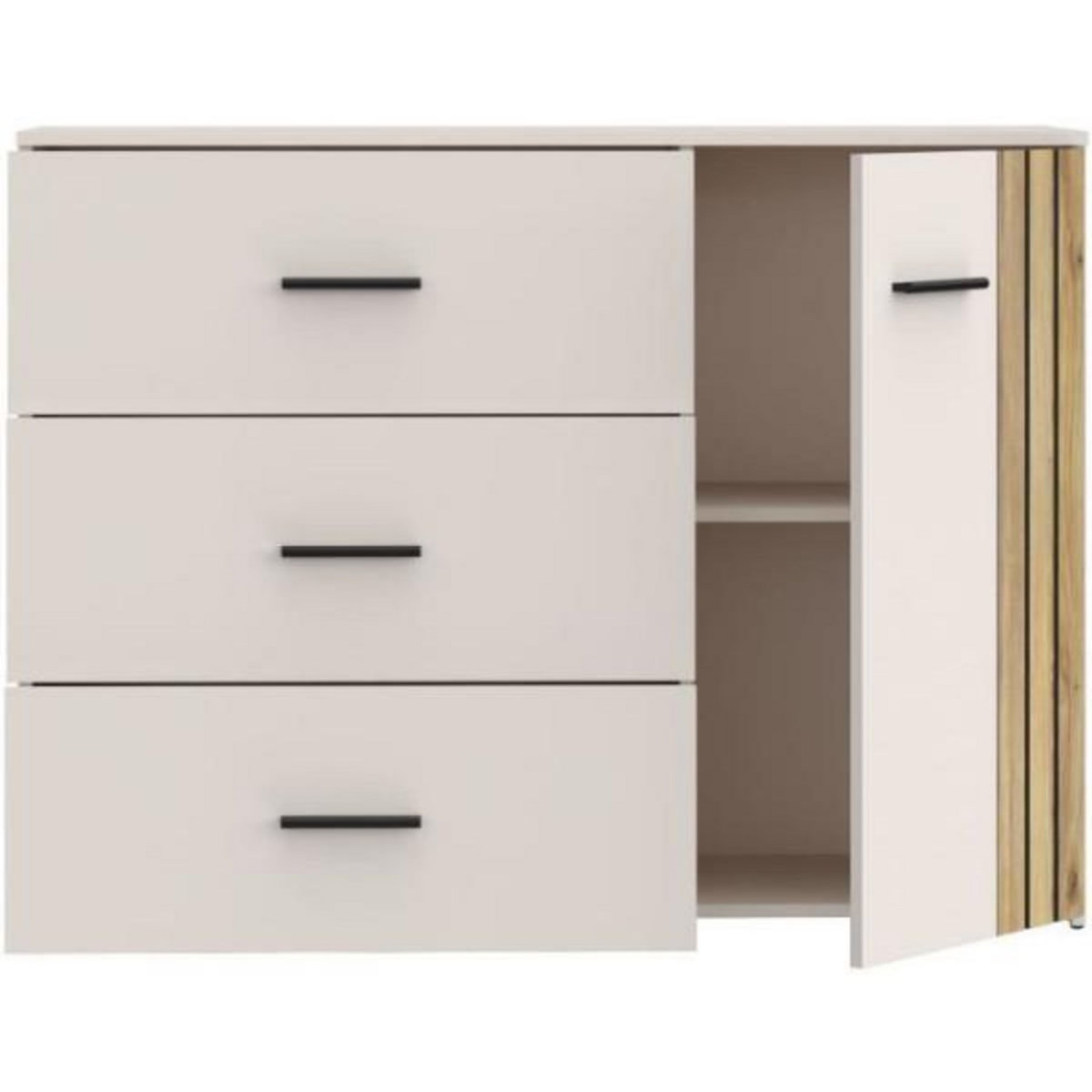 Commode - WAIKATO - 3 tiroirs - 1 porte - Blanc - 119,9 x 41,3 x 89,7 cm