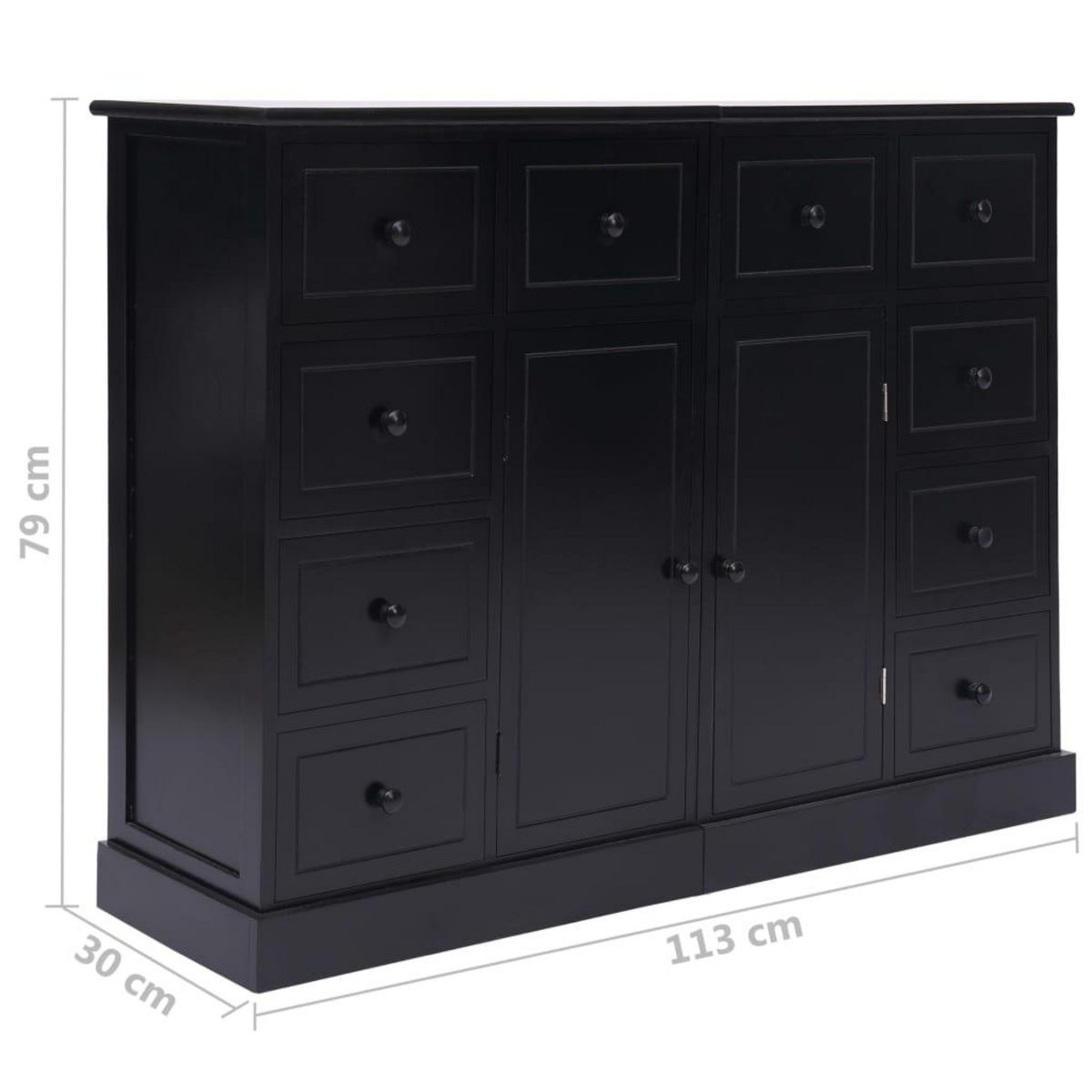 VIDAXL Buffet avec 10 tiroirs Noir 113x30x79 cm Bois