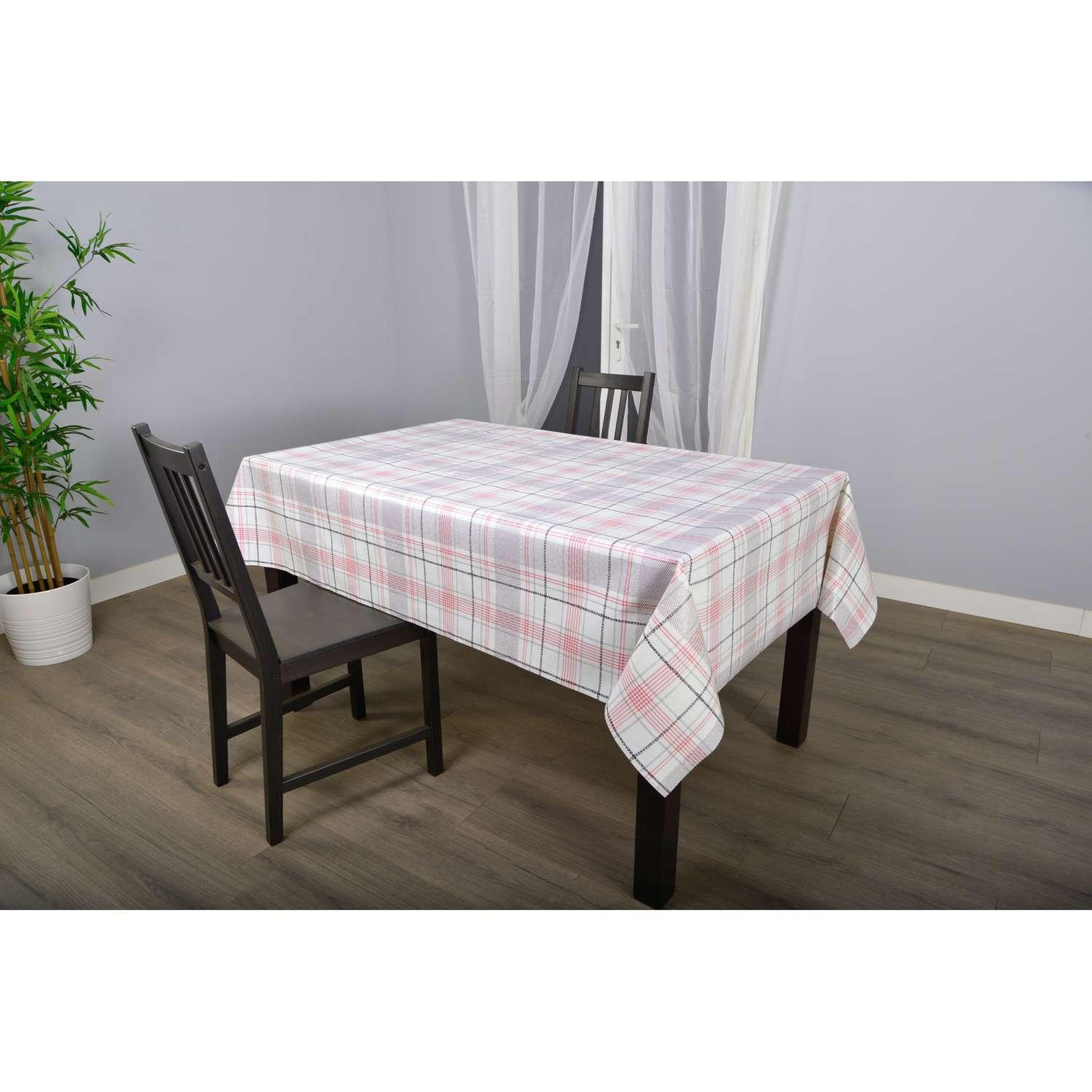 Voir la diapositive 2 : HABITABLE Nappe en toile cirée rectangulaire Carreau - 140 x 200 cm - Rouge