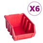 Voir la diapositive 3 : VIDAXL Kit de bacs de stockage et panneaux muraux 39 pcs Rouge et noir