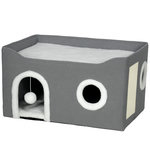 PAWHUT Panier niche grattoir chat 3 en 1 pliable gris