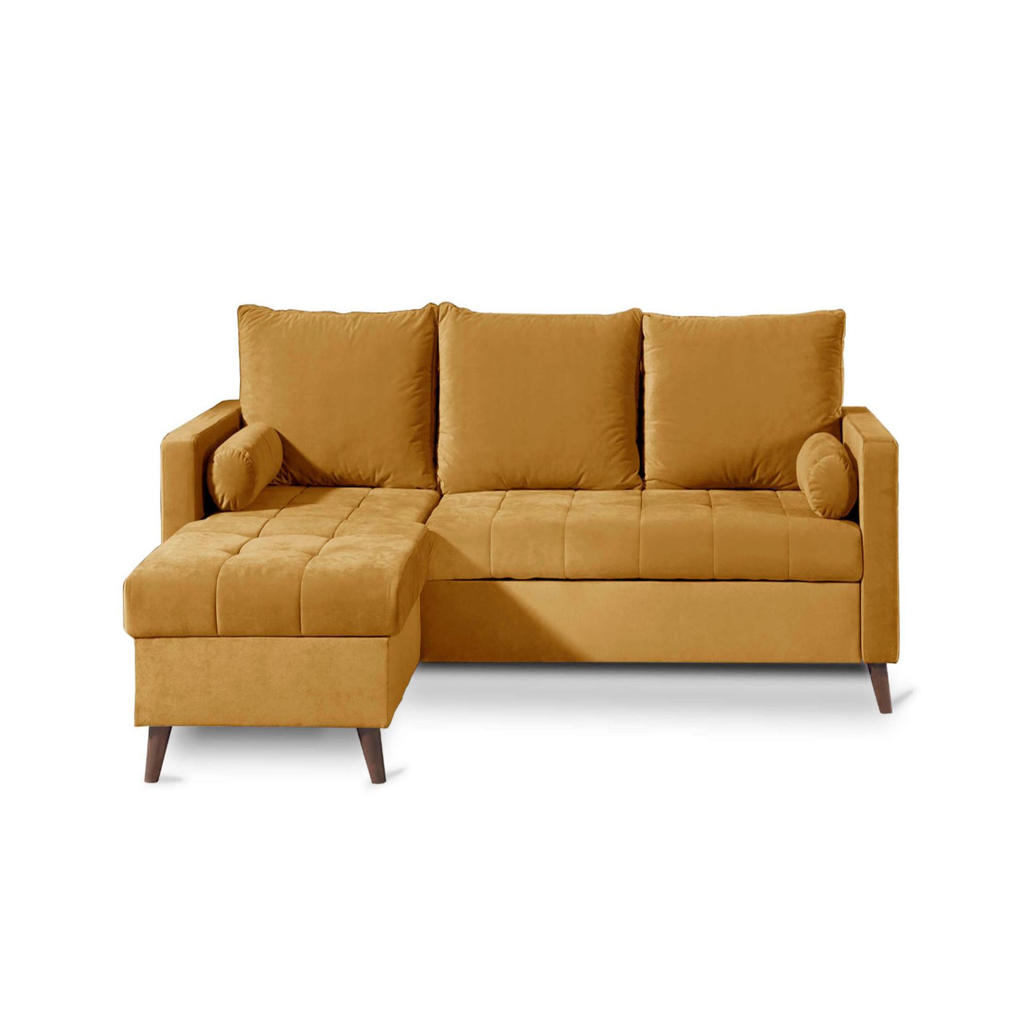 Voir la diapositive 1 : BEST MOBILIER Polar - canapé d'angle réversible convertible - en velours au design scandinave - 4 places