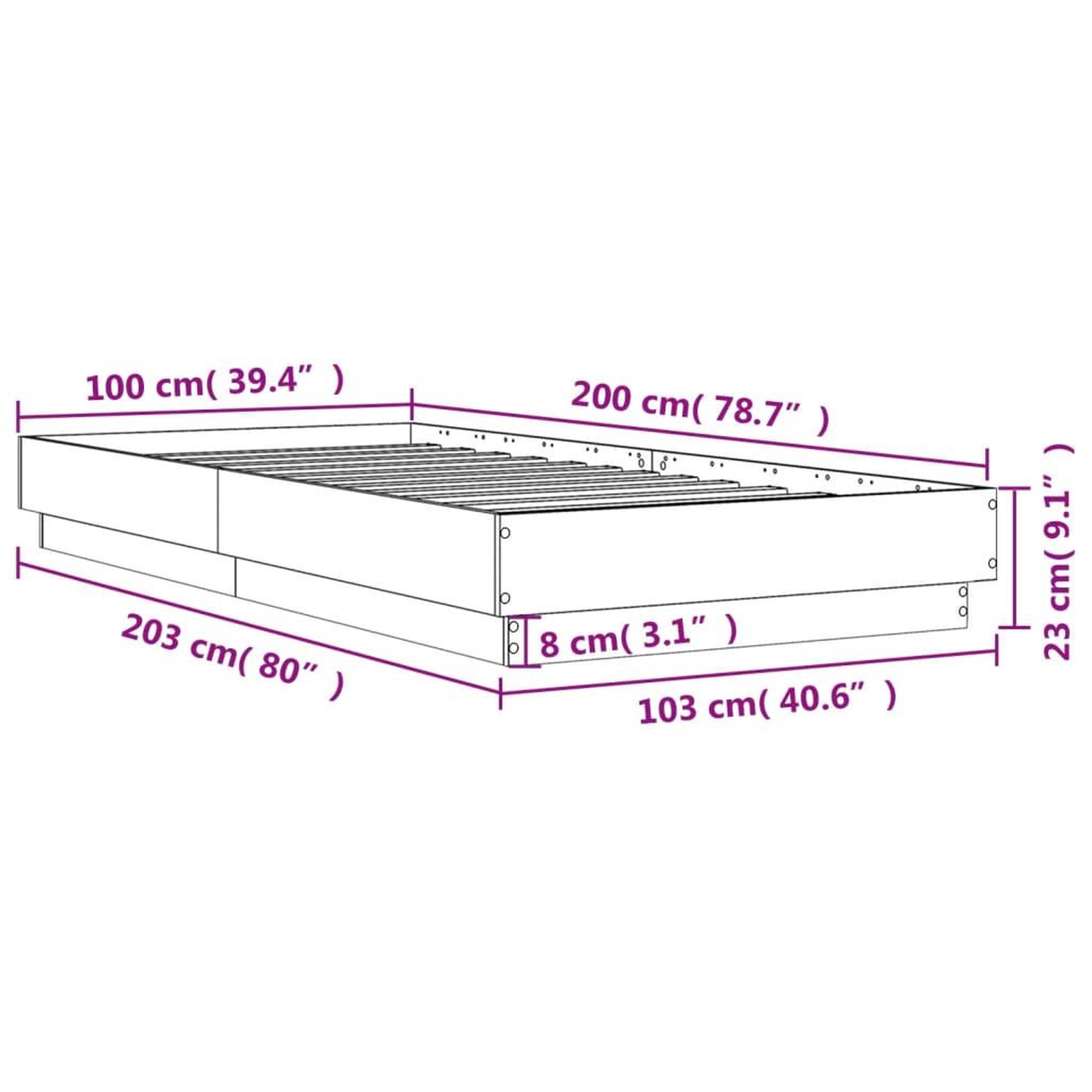 Voir la diapositive 6 : VIDAXL Cadre de lit sans matelas avec lumieres LED 100x200 cm