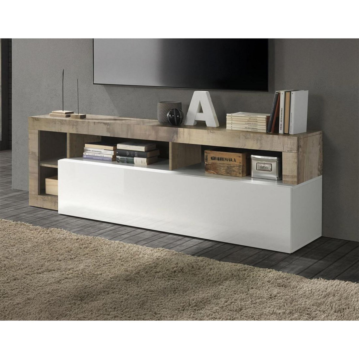 BEST MOBILIER Lou - meuble tv - 1 porte - 184 cm
