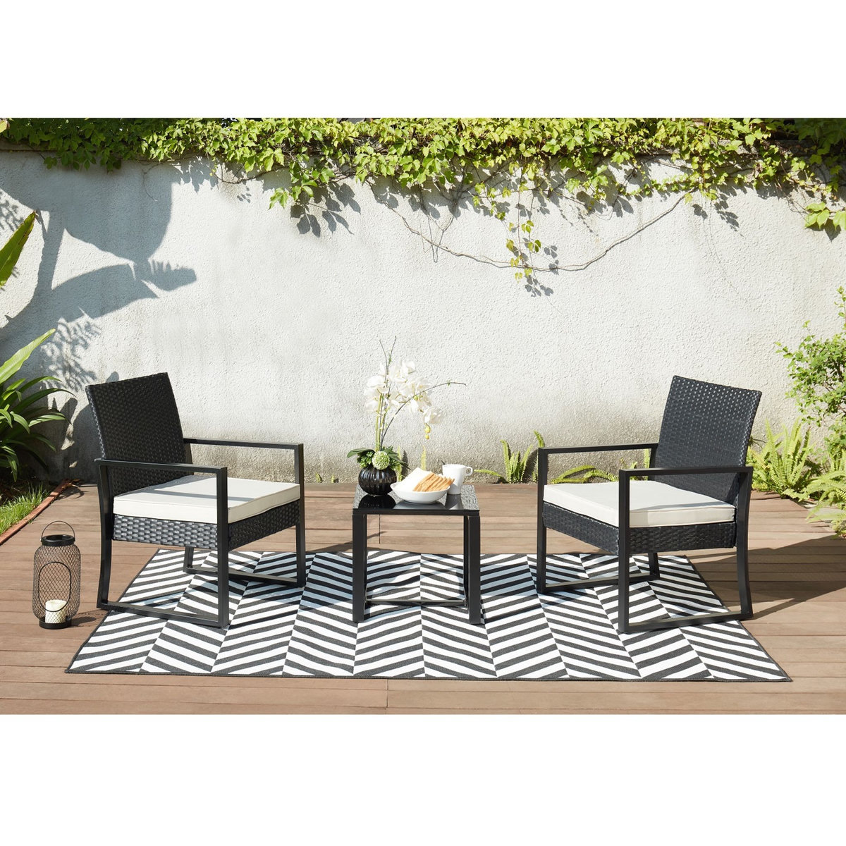 IDCOM Salon bas de jardin en résine 2 personnes PIA