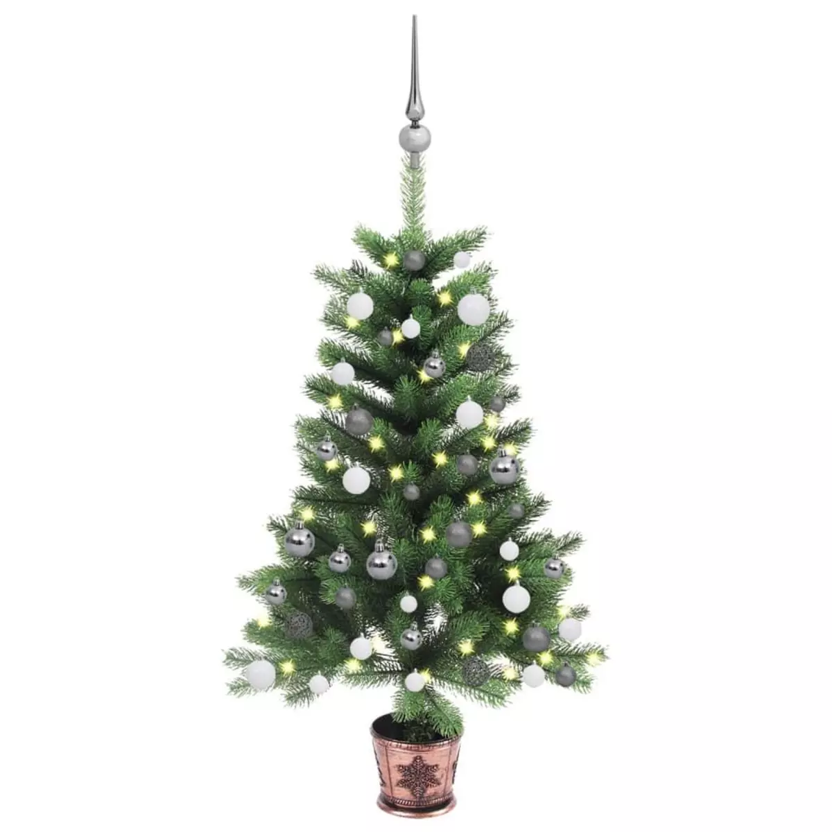 VIDAXL Arbre de Noël artificiel pre-eclaire et boules 90 cm vert