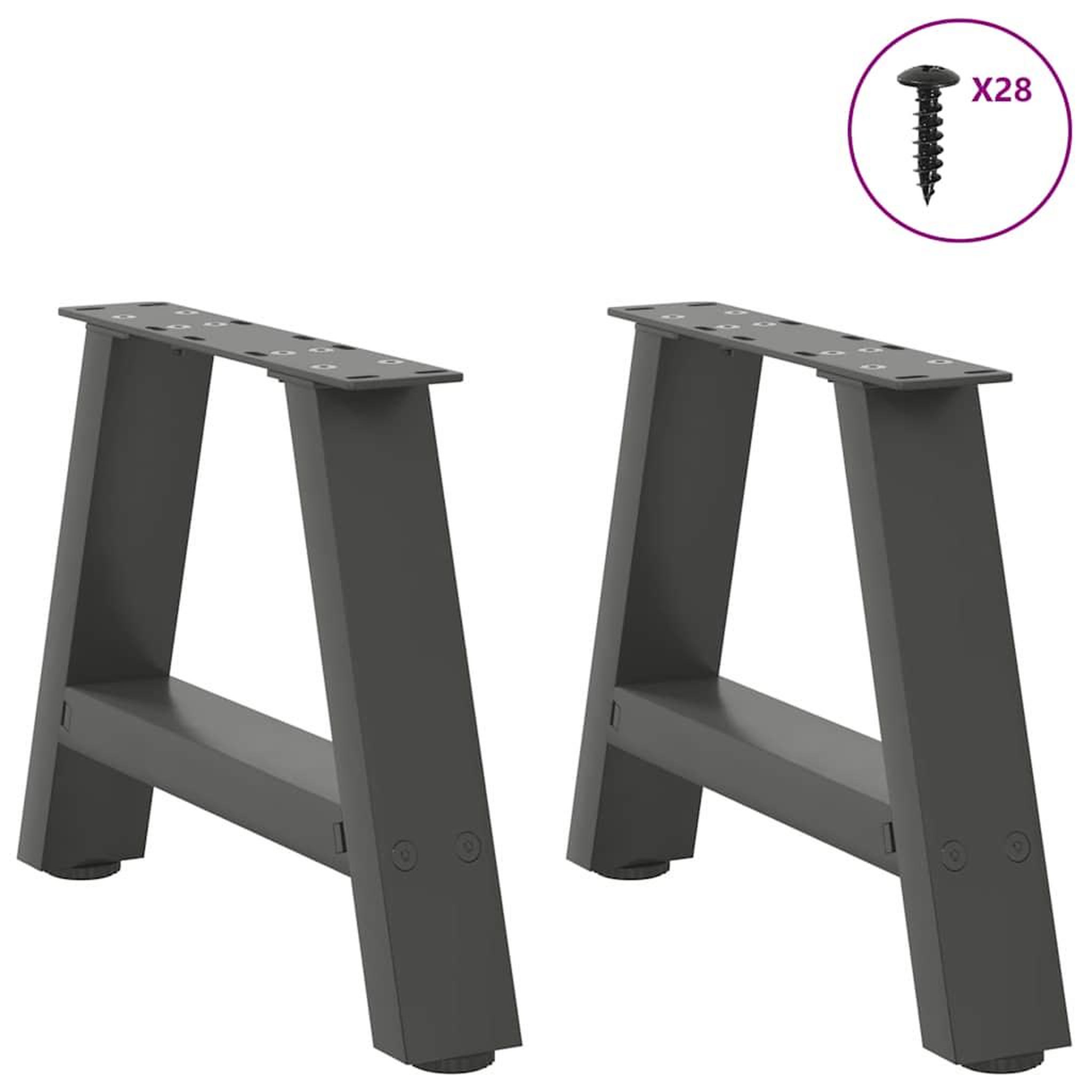 Voir la diapositive 3 : VIDAXL Pieds de table basse forme de A 2 pcs anthracite 50x(30-31) cm