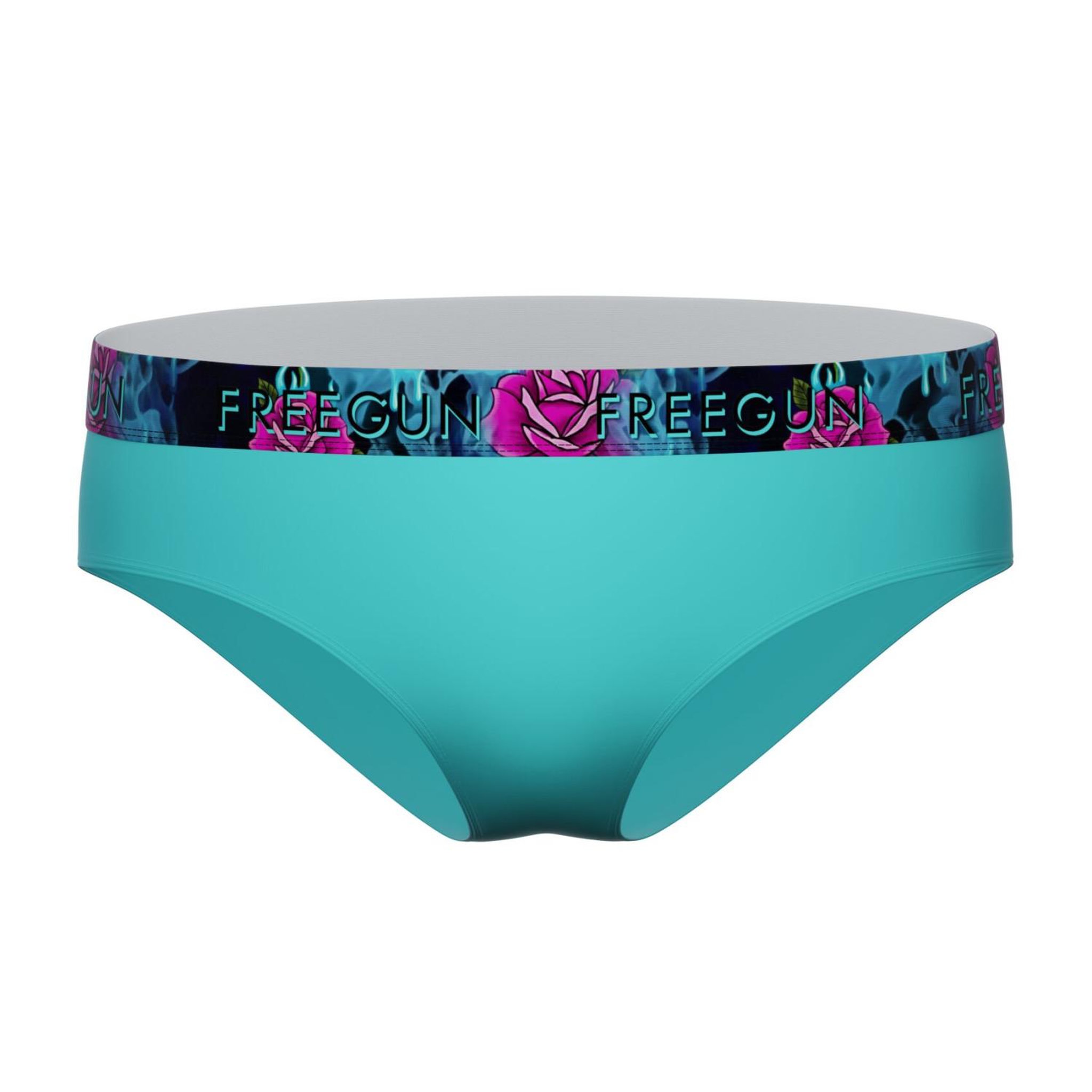 Voir la diapositive 4 : FREEGUN Lot  3 culottes femme en coton uni et ceinture imprimée