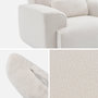 Voir la diapositive 4 : SWEEEK Fauteuil tissu bouclette blanche. lignes arrondis. coussin fourni. Wallas. L 116 x P 97 x H 73cm