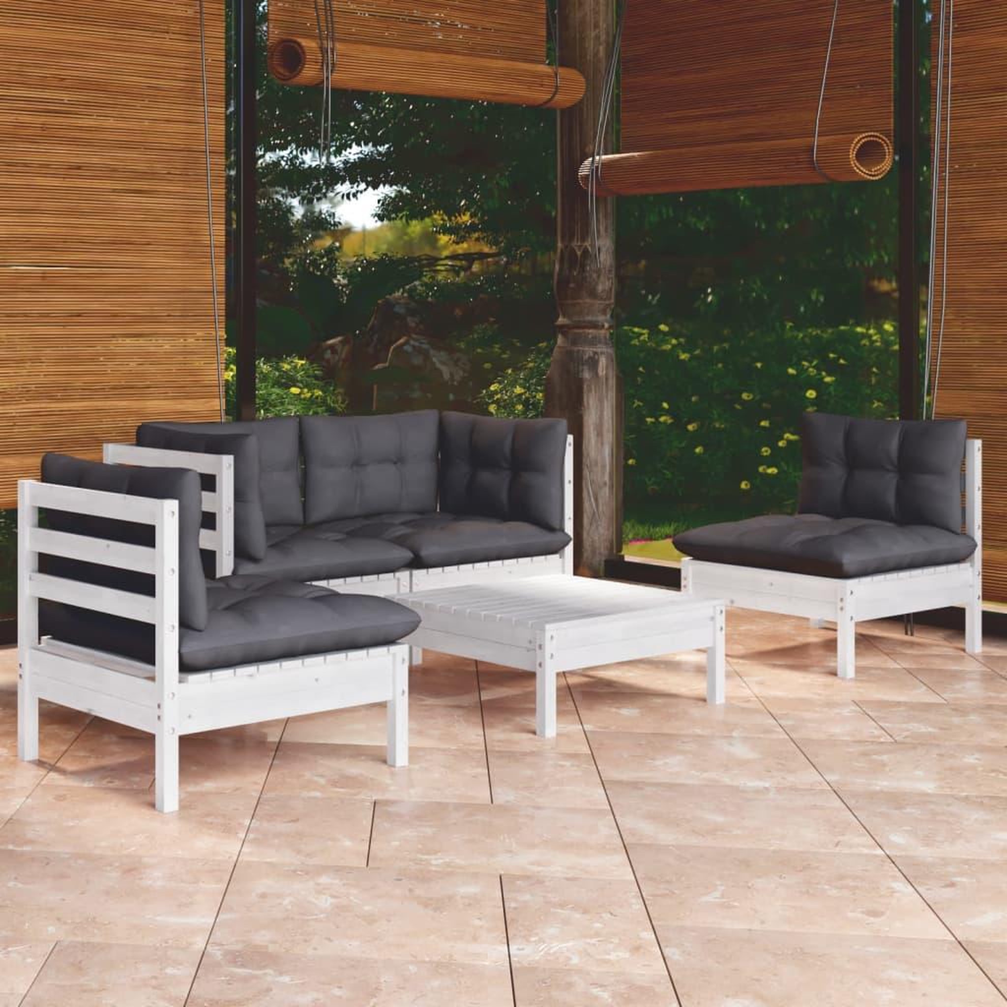 VIDAXL Salon de jardin 5 pcs avec coussins bois de pin massif