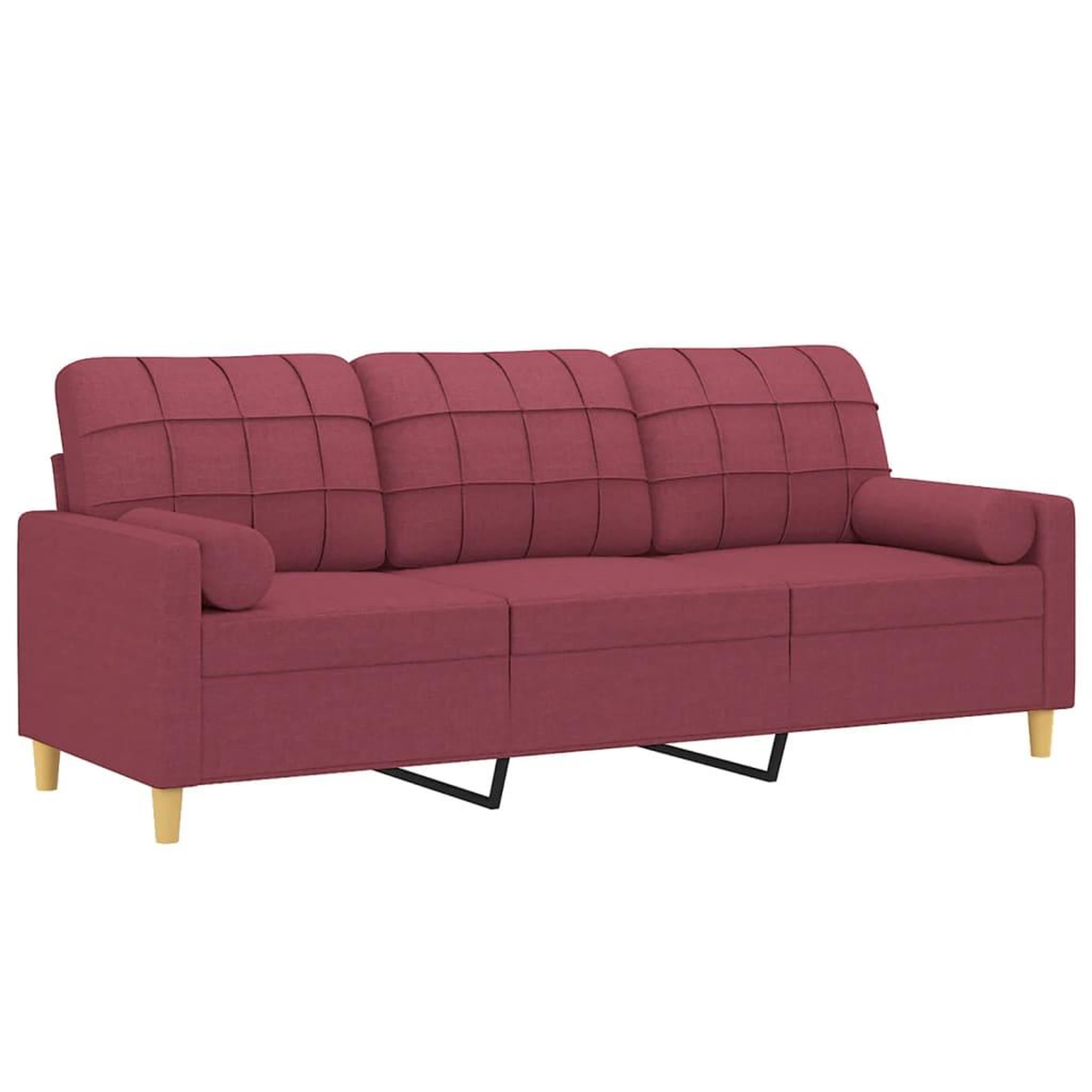 Voir la diapositive 3 : VIDAXL Canape 3 places avec oreillers decoratifs bordeaux 180 cm tissu