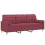 Voir la diapositive 3 : VIDAXL Canape 3 places avec oreillers decoratifs bordeaux 180 cm tissu