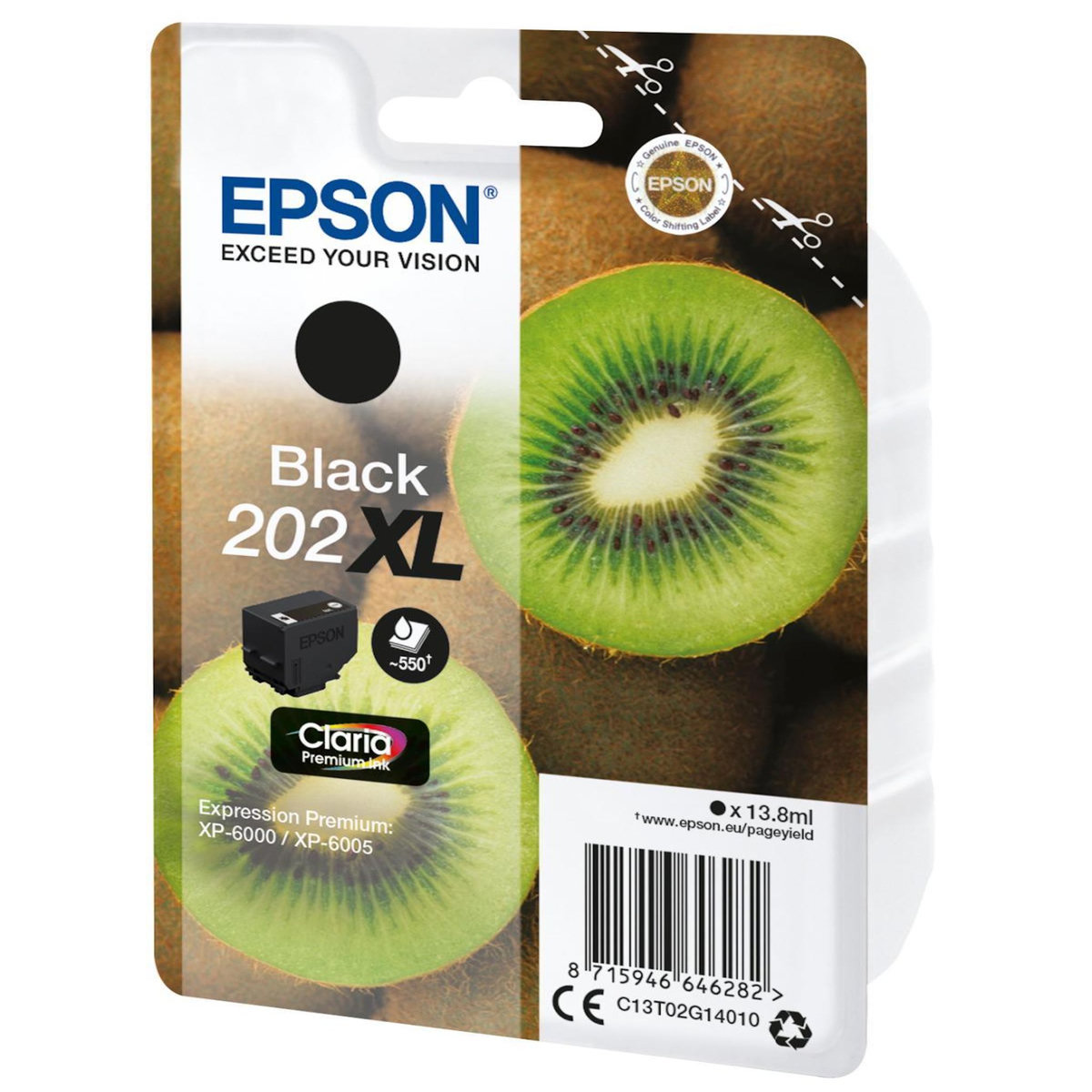 Epson Cartouche d'encre Originale 202 XL Haute Capacité Noire Série Kiwi - C13T02E14010
